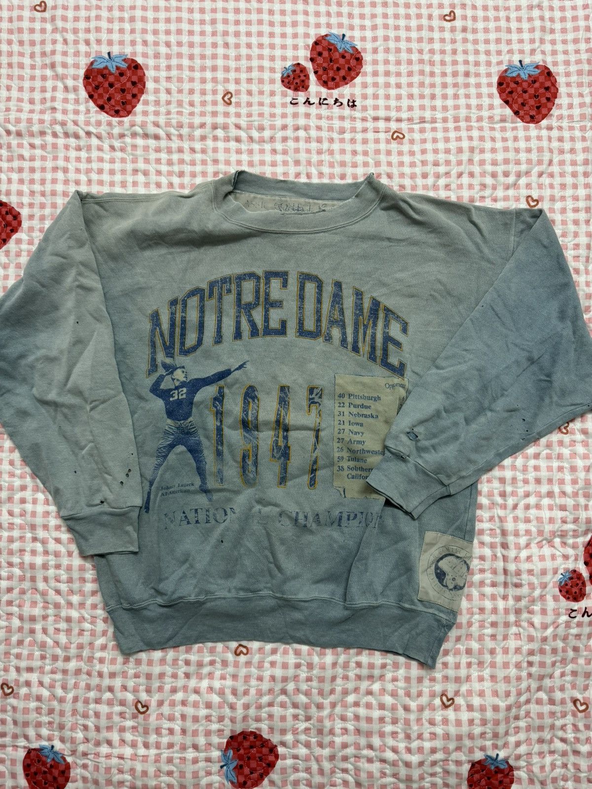 Image of Mlb x Vintage Notre Dame All American Football Sweatshirt in Blue, Men's (Size XL)