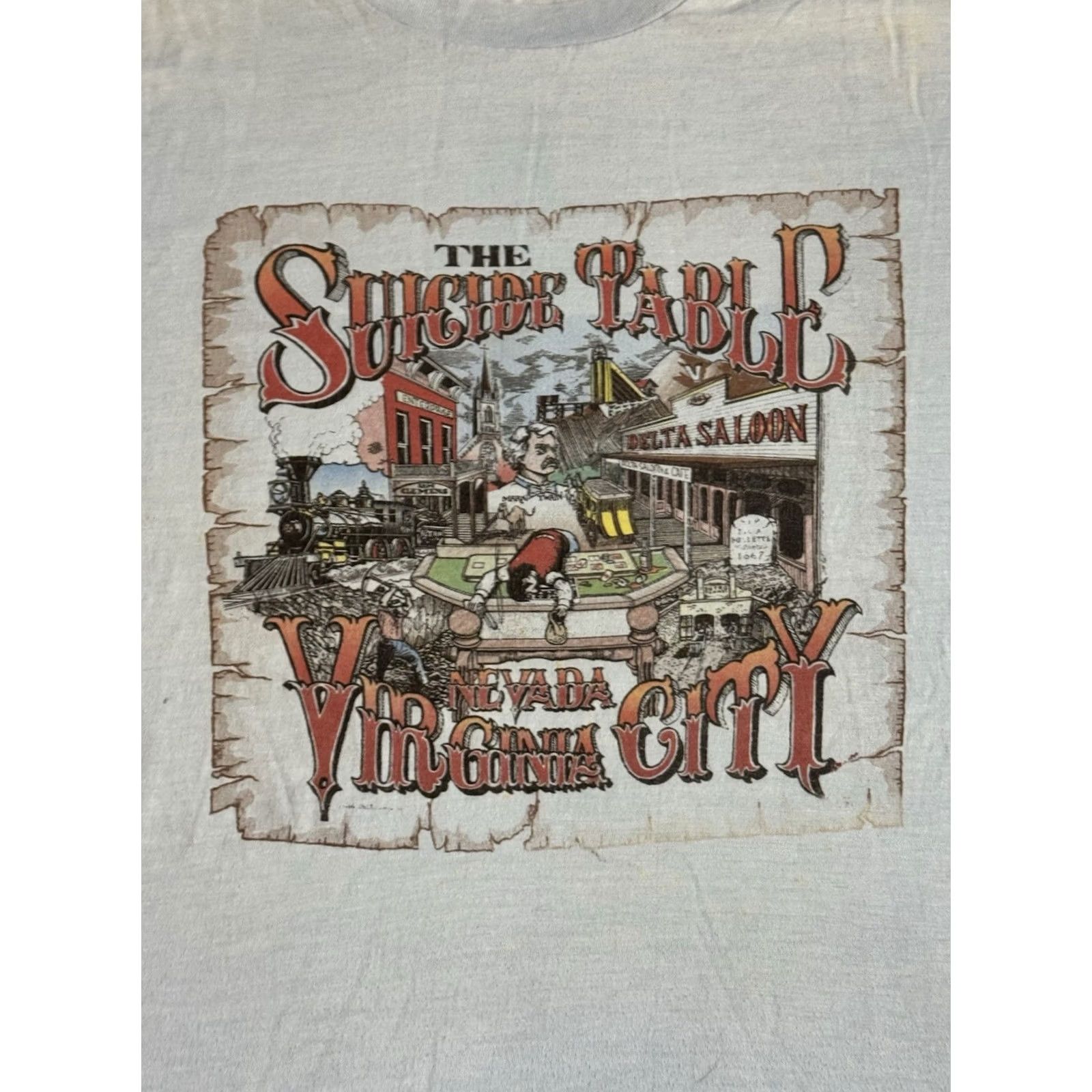 Hanes VINTAGE Delta Saloon The Suicide Table Virginia City Nevada T Shirt Size XL 80s Men Size US XL / EU 56 / 4 - 2 Thumbnail