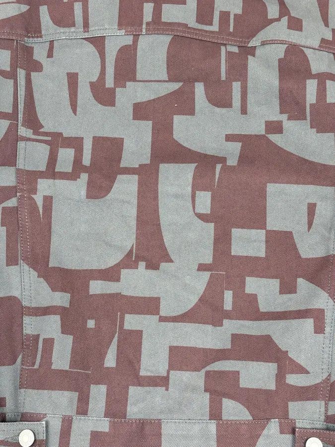 Dries Van Noten Dries Van Noten Burgundy & Grey Digital Print Denim Jacket Size US M / EU 48-50 / 2 - 11 Thumbnail