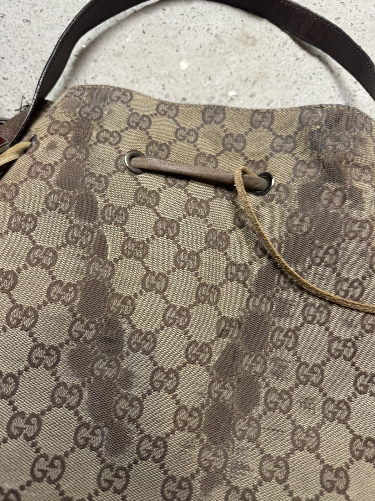 Gucci × Vintage Vintage Y2K Gucci Monogram Canvas GG Leather Luxury Bag Size ONE SIZE - 6 Thumbnail
