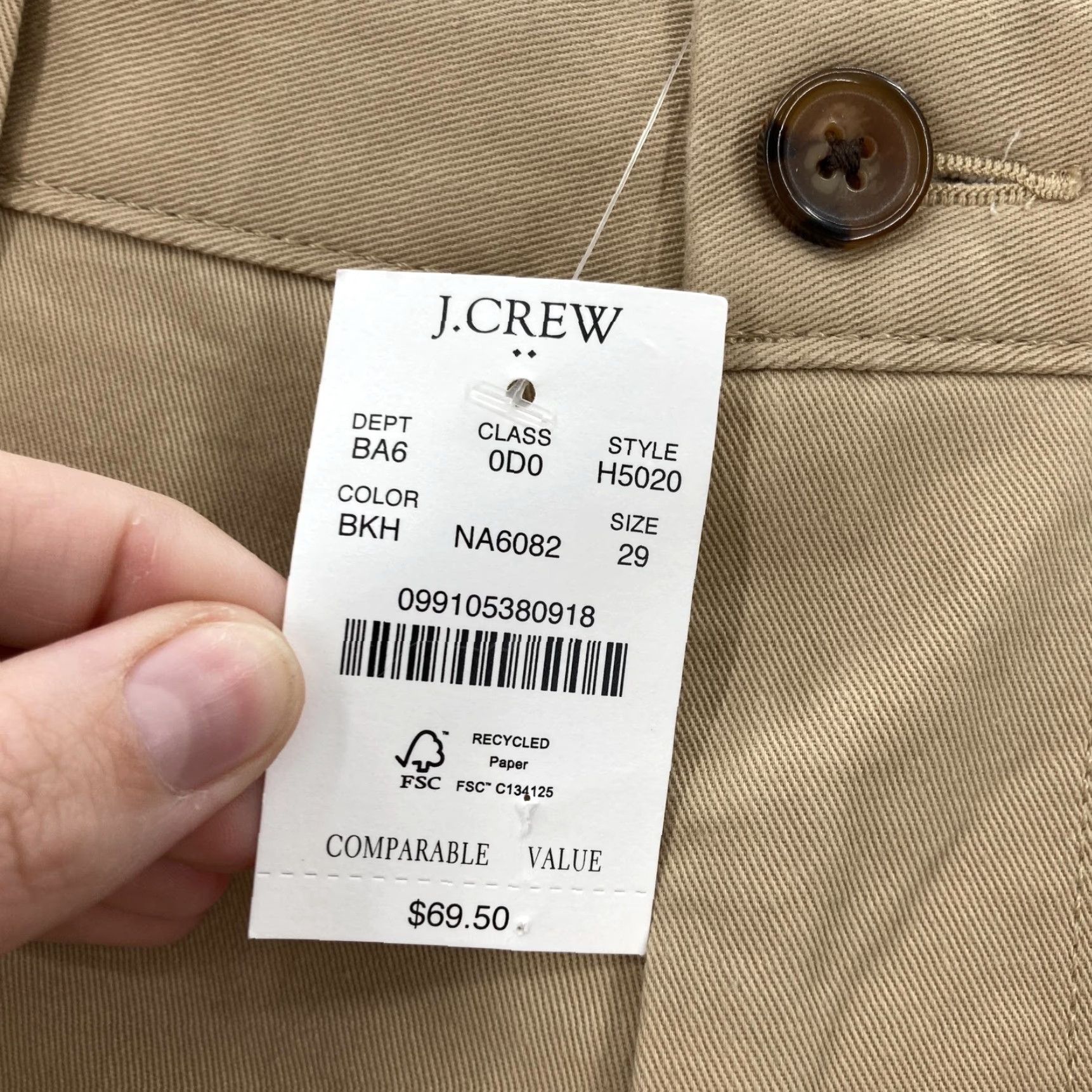 J.Crew J.Crew Shorts Mens 29 Khaki Beige Stretch Chino Flat Front Casual Twill Preppy Shirt? Size US 29 - 3 Thumbnail