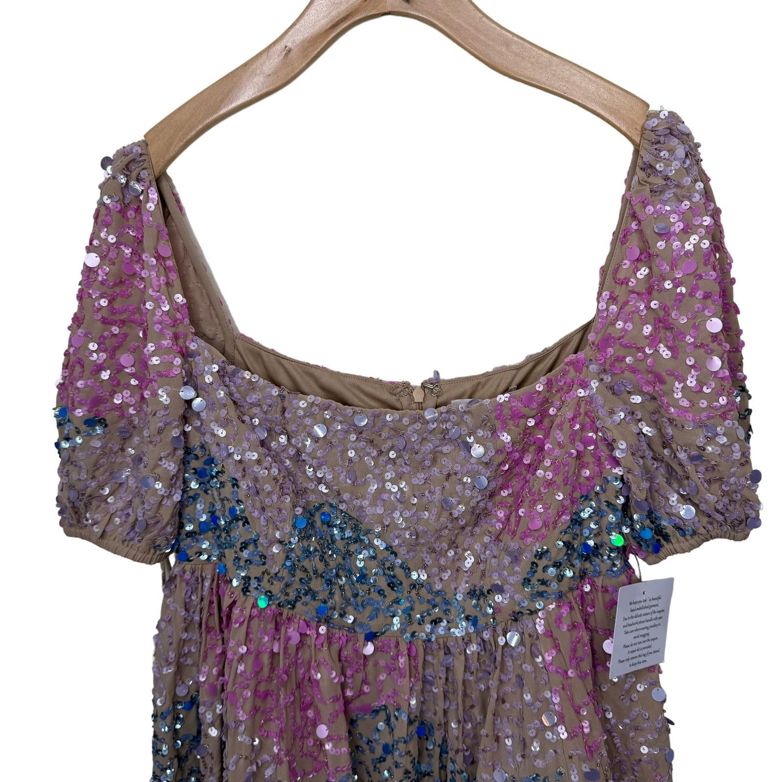 Asos ASOS MAYA DELUXE Puff Sleeve Sequin Mini dress Pink Blue 4 Size S / US 4 / IT 40 - 4 Thumbnail