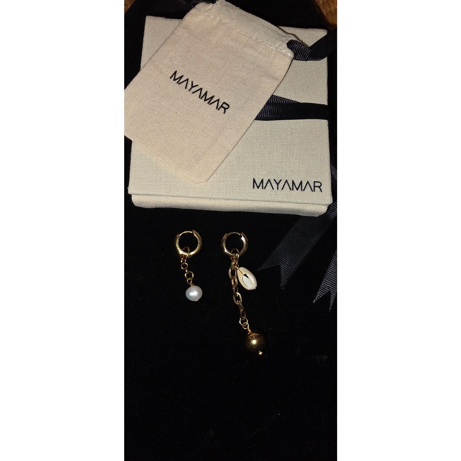 Other Mayamar 24K gold plated Pearl & Shell Asymetrical Earrings Size ONE SIZE - 3 Thumbnail