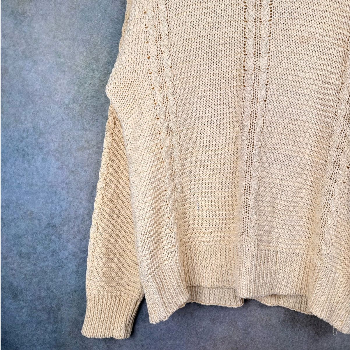 Liz Claiborne × Vintage VTG 90s Claiborne Cable Knit Sweater Mens Sz L Yellow Size US L / EU 52-54 / 3 - 4 Thumbnail