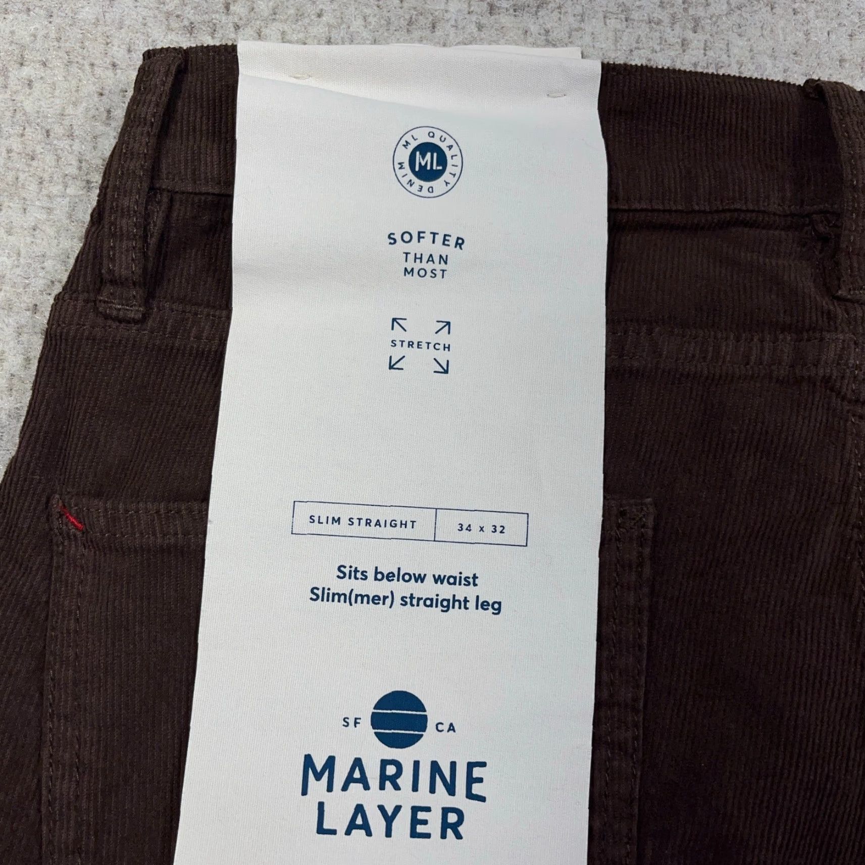 Marine Layer Marine Layer Pants Men 34x32 Slim Fit Straight Leg Corduroy Chino Brown Size US 34 / EU 50 - 5 Thumbnail
