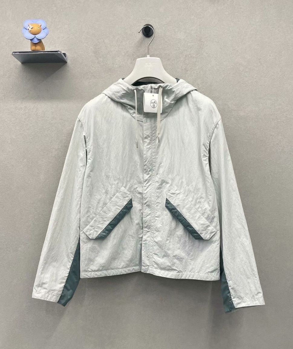 Hermes Hermes Teal Cotton Hooded Drawstring Long Sleeve Jacket Wi Size US M / EU 48-50 / 2 - 3 Thumbnail