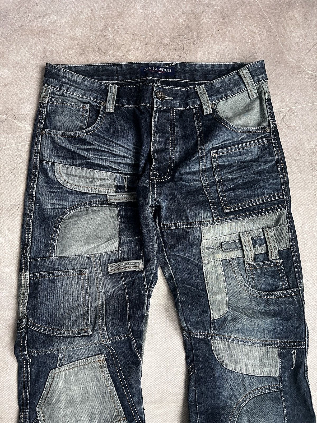 Tornado Mart Rare patchwork denim distressed y2k cargo jeans archive Size US 33 - 2 Thumbnail