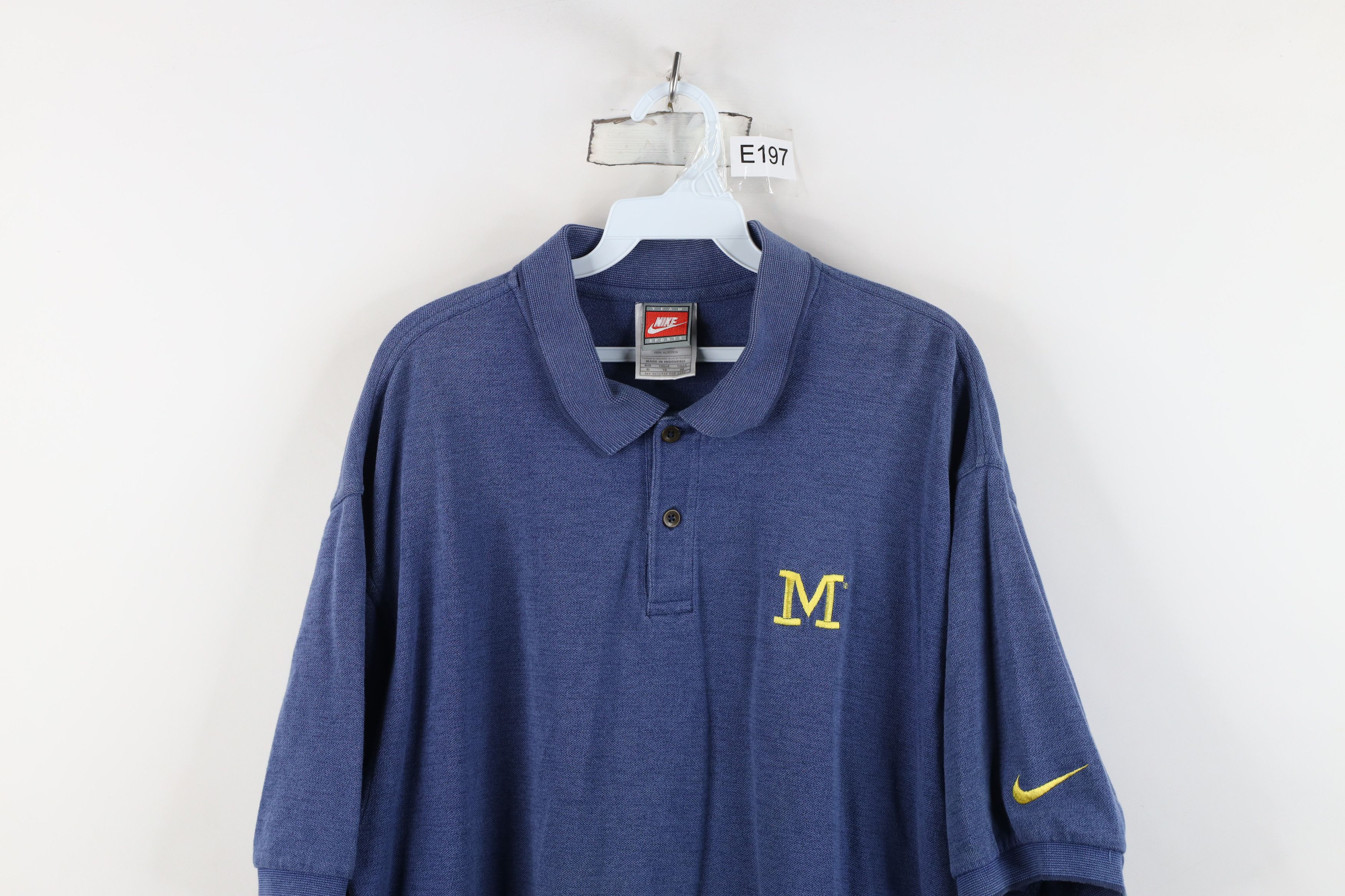 Nike Vintage 90s Nike M University of Michigan Football Polo Blue Size US XL / EU 56 / 4 - 2 Thumbnail