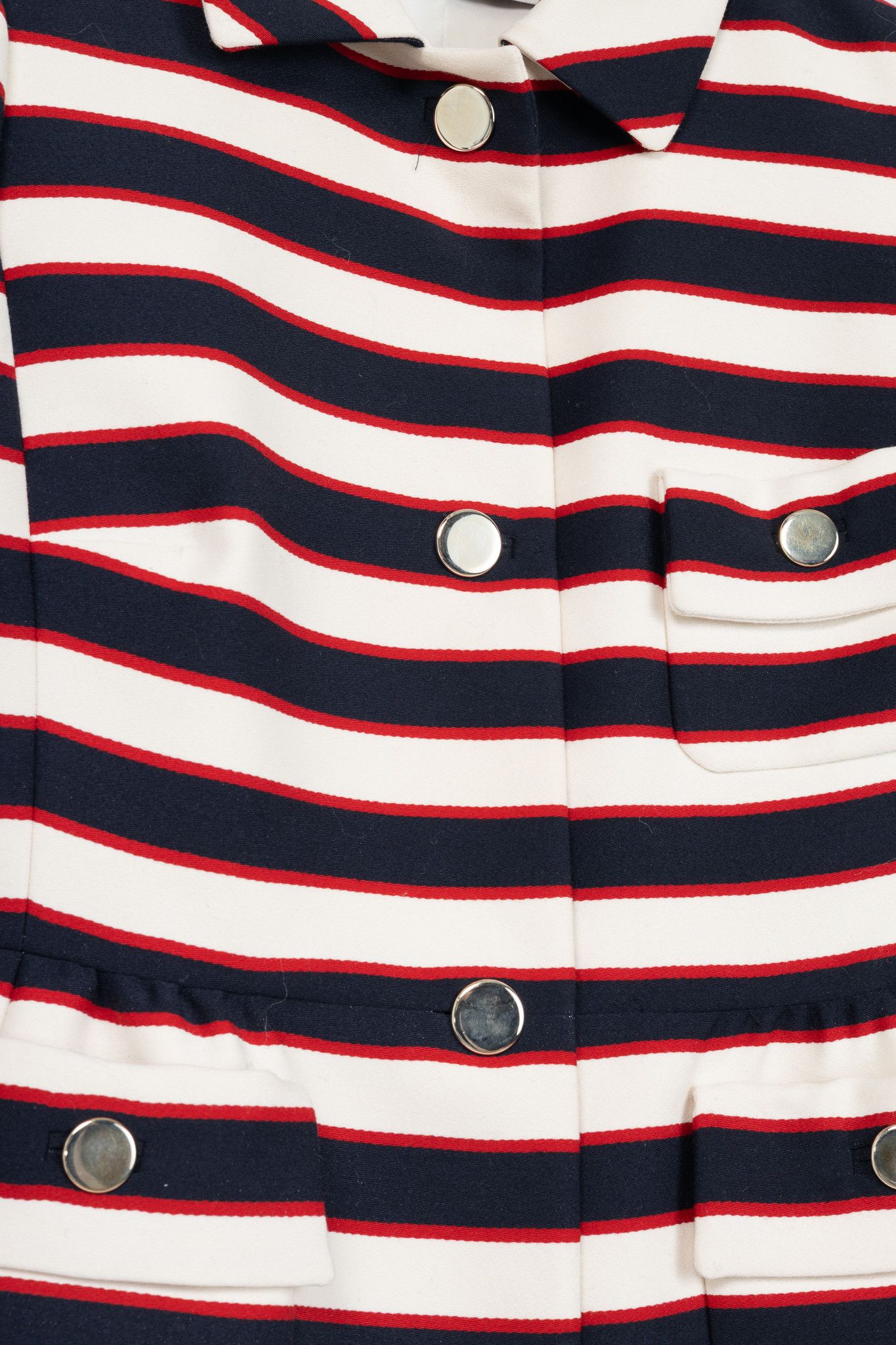 Valentino Valentino White & Navy Striped Wool & Silk Peplum Jacket Size M / US 6-8 / IT 42-44 - 8 Thumbnail