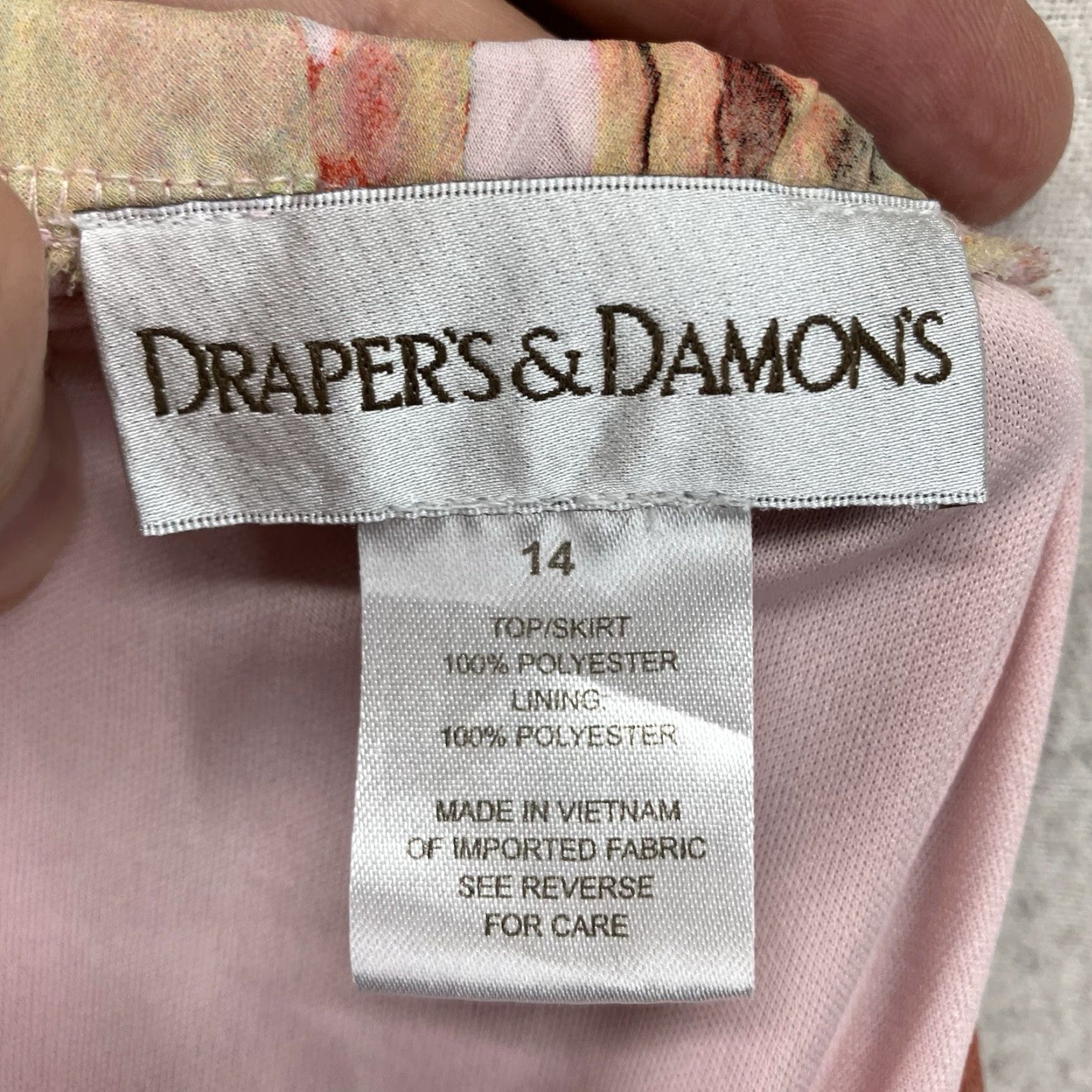Vintage Draper's & Damon's Skirt Midi Floral Pink Ruffle Maxi Elastic Waist Pull On Women 12 14 Chiffon Lightweight Casual Vintage No Size 34" / US 12 / IT 48 - 3 Thumbnail
