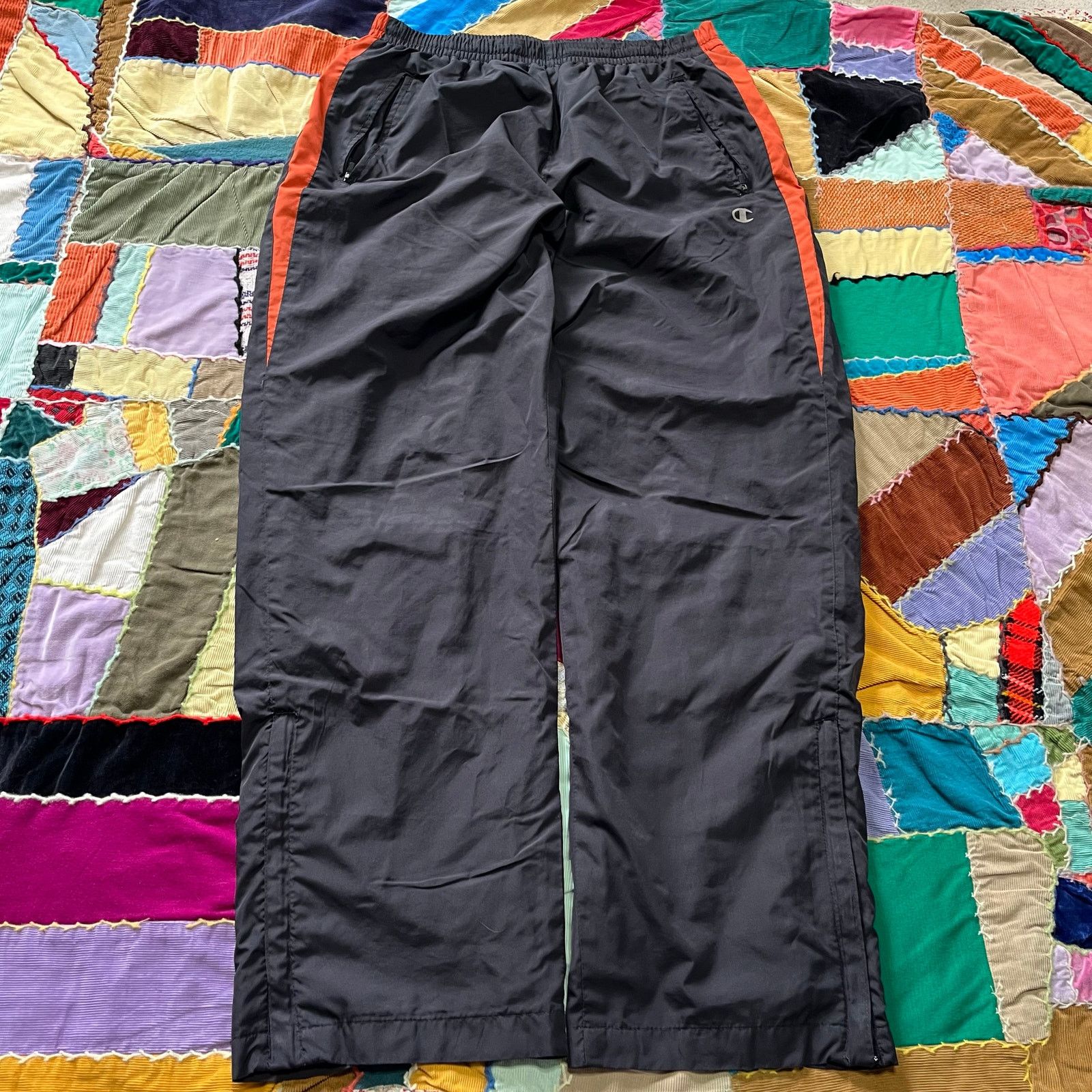 Champion Y2K Champion Orange Striped Black Trackpants XL Size US 30 / EU 46 - 1 Thumbnail