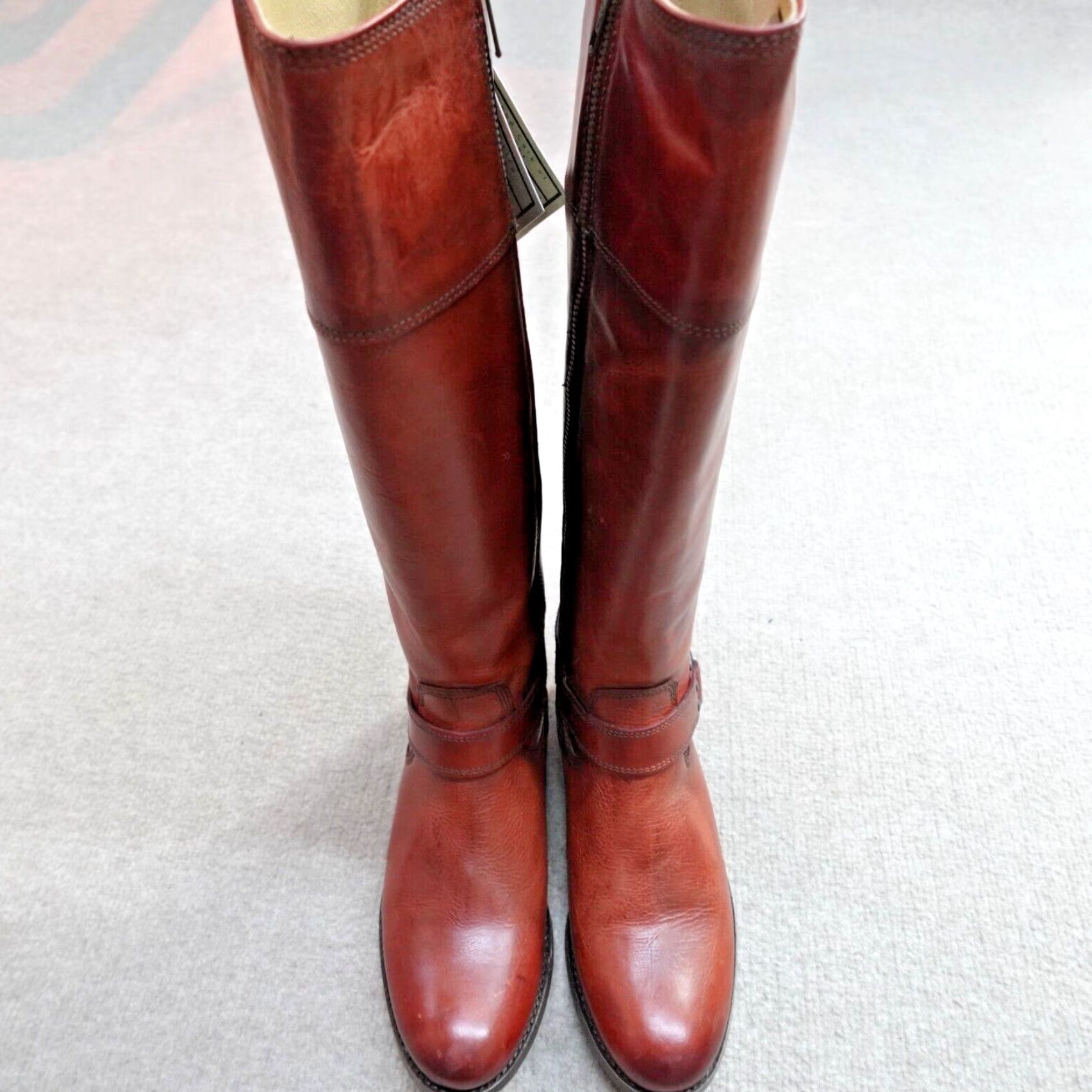 Frye FRYE Boots 9 Brown Melissa Harness Zip Leather Knee High Riding Boot Womens Button Leather Outsole 1990s (if applicable) Mens? Size US 9 / IT 39 - 2 Thumbnail