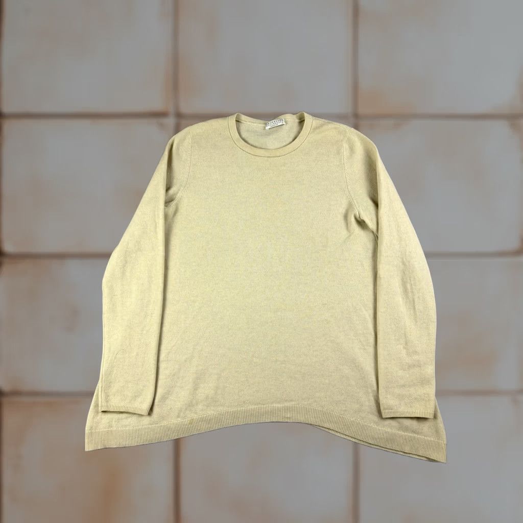 Brunello Cucinelli Brunello Cucinelli Sweater Womens S Beige Cashmere Knit Crew Neck Long Sleeve Pullover Italy Casual Luxury Sequin Autumn Winter Designer Womens Size S / US 4 / IT 40 - 1 Thumbnail