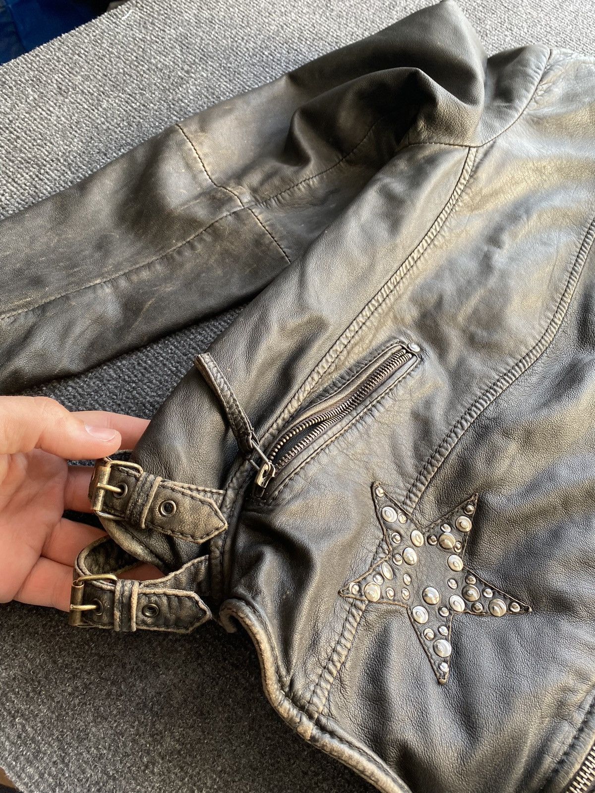 Other 🔥Opium Punk Blue Monkey Gothic Alt Emo Leather Jacket moto Size XL / US 12-14 / IT 48-50 - 11 Thumbnail