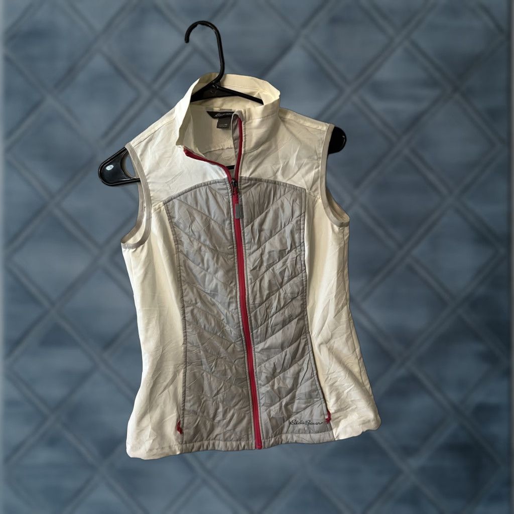 Eddie Bauer VEST Eddie Bauer Woman's XS Sleeveless White Grey Full Zip Outdoor Vest Womens XS Sleeveless Zip Vest Eddie Bauer White Grey Size XS / US 0-2 / IT 36-38 - 1 Thumbnail
