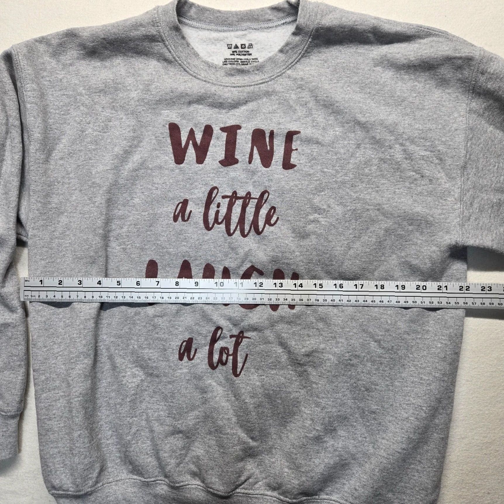 Vintage Vintage Unisex Gray Pullover Sweater L "Wine a Little Laugh a Lot" Long Sleeve Adult Clothing Size L / US 10 / IT 46 - 4 Thumbnail