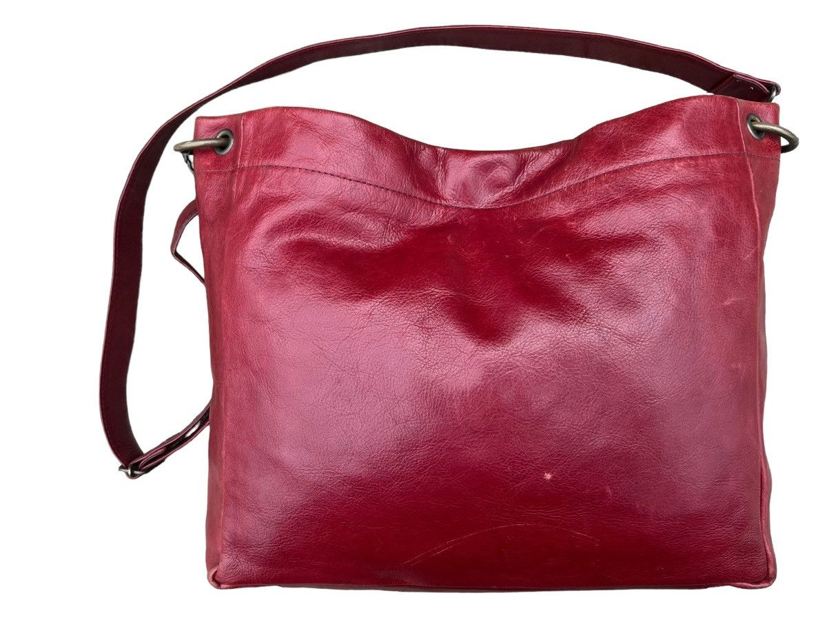 image of Vintage B. Stuff Japan Patina Leather Bag in Maroon, Men's