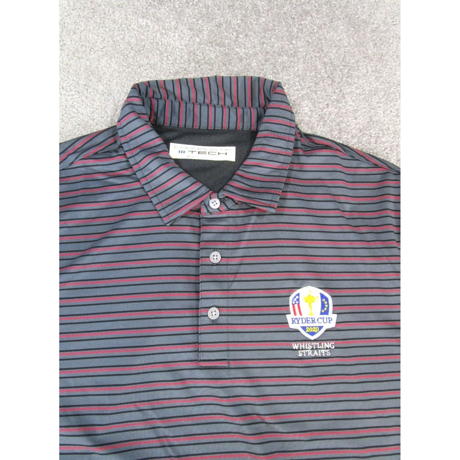 Vintage Carnoustie Tech Polo Shirt Mens Medium Black Red Gray Ryder Cup Shirt Polo Button-Down Short Sleeve Golf Mens M Size US M / EU 48-50 / 2 - 2 Thumbnail