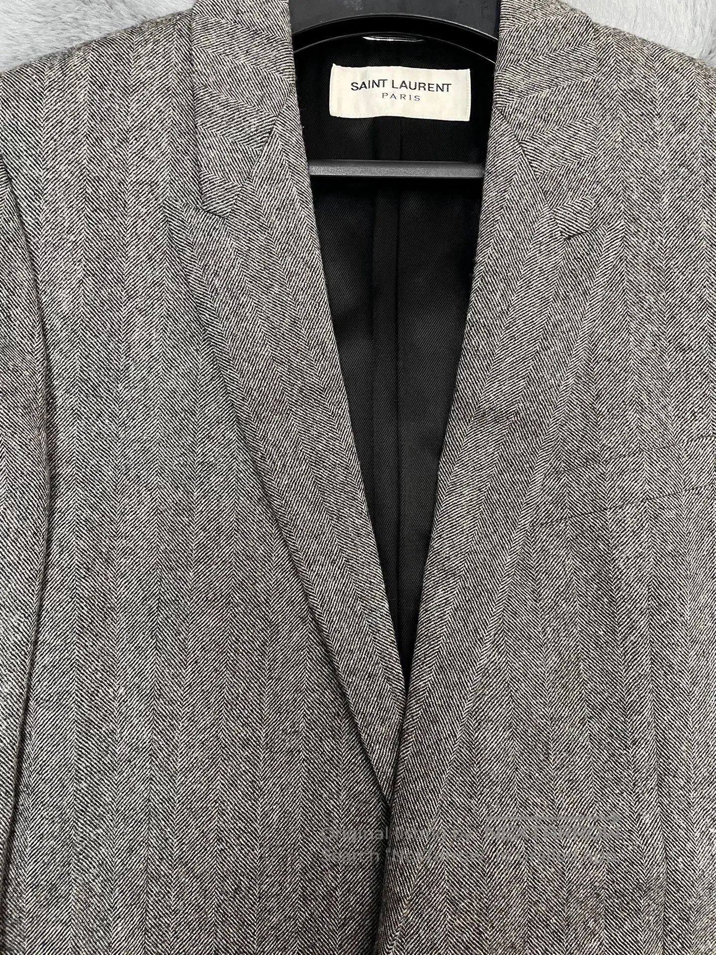 Saint Laurent Paris Saint Laurent Gray Herringbone Wool Coat. Size US M / EU 48-50 / 2 - 4 Thumbnail