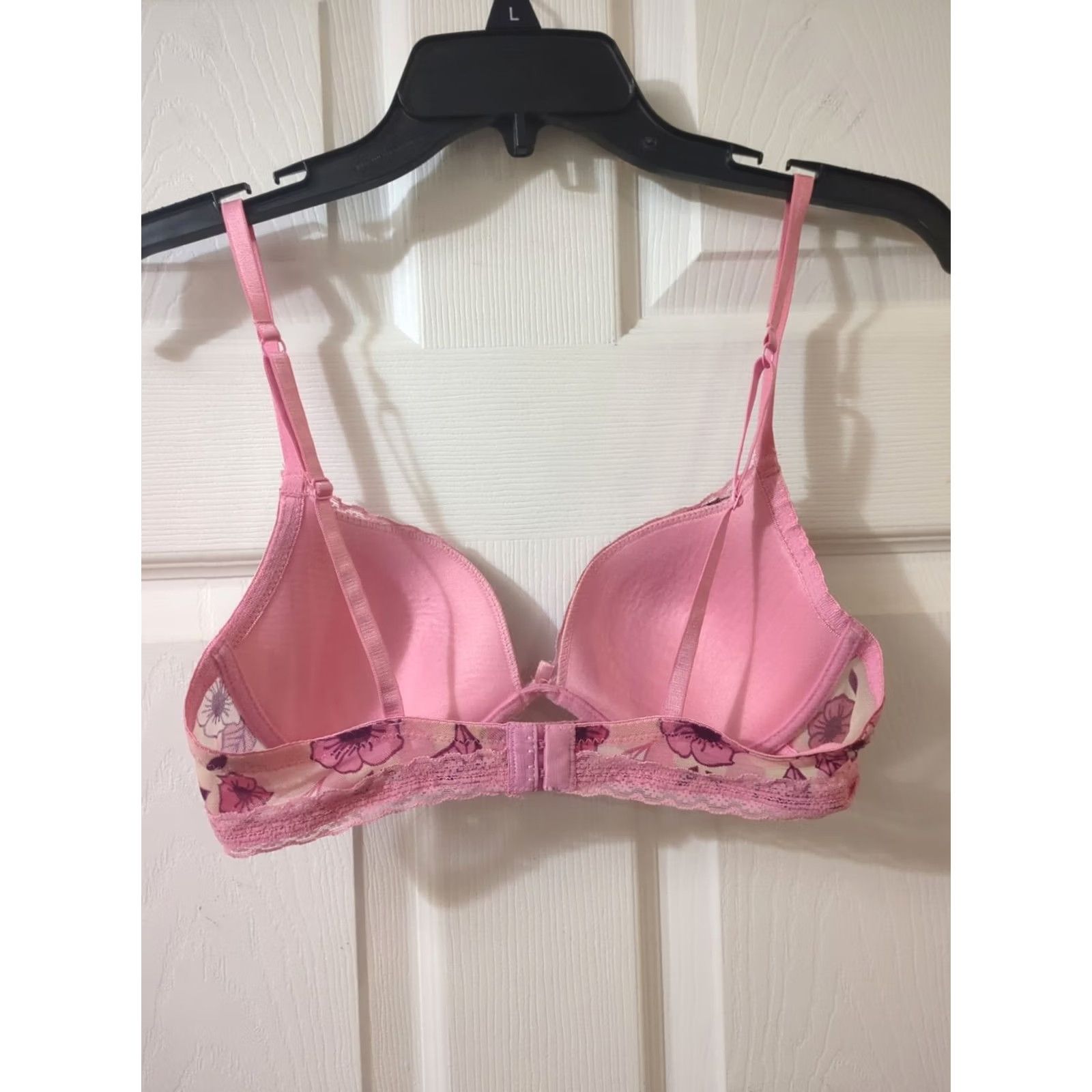 Vintage VINTAGE Starlett Pink Floral Bra 34B Lightly Padded Lace Women's Size ONE SIZE - 6 Thumbnail