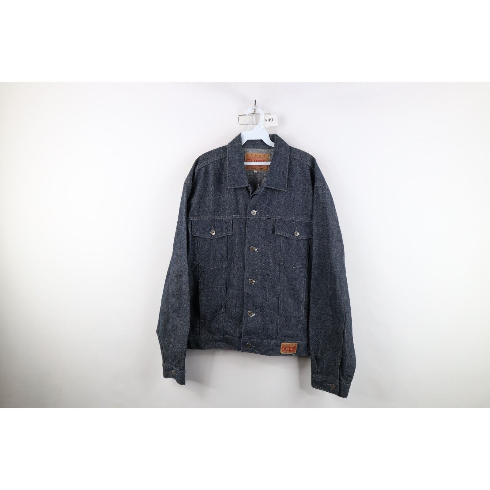 Vintage 90s Guess Faded Spell Out Denim Jean Trucker Jacket