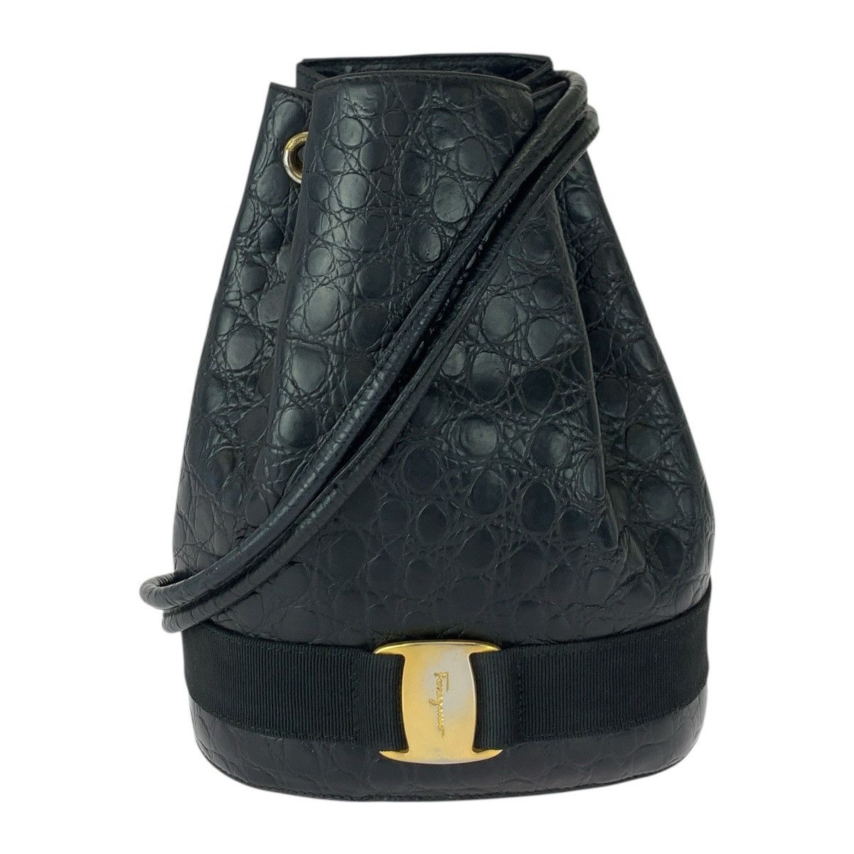 Salvatore Ferragamo Salvatore Ferragamo Embossed Leather Backpack Leather Backpack Bz-21-5676 Duty Free For Usa in Black, Women's