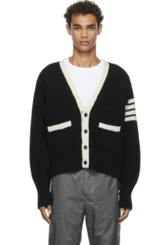 Thom Browne RARE- BLACK Mohair Tweed Jersey Stitch 4-bar Cardigan Size US L / EU 52-54 / 3 - 2 Thumbnail