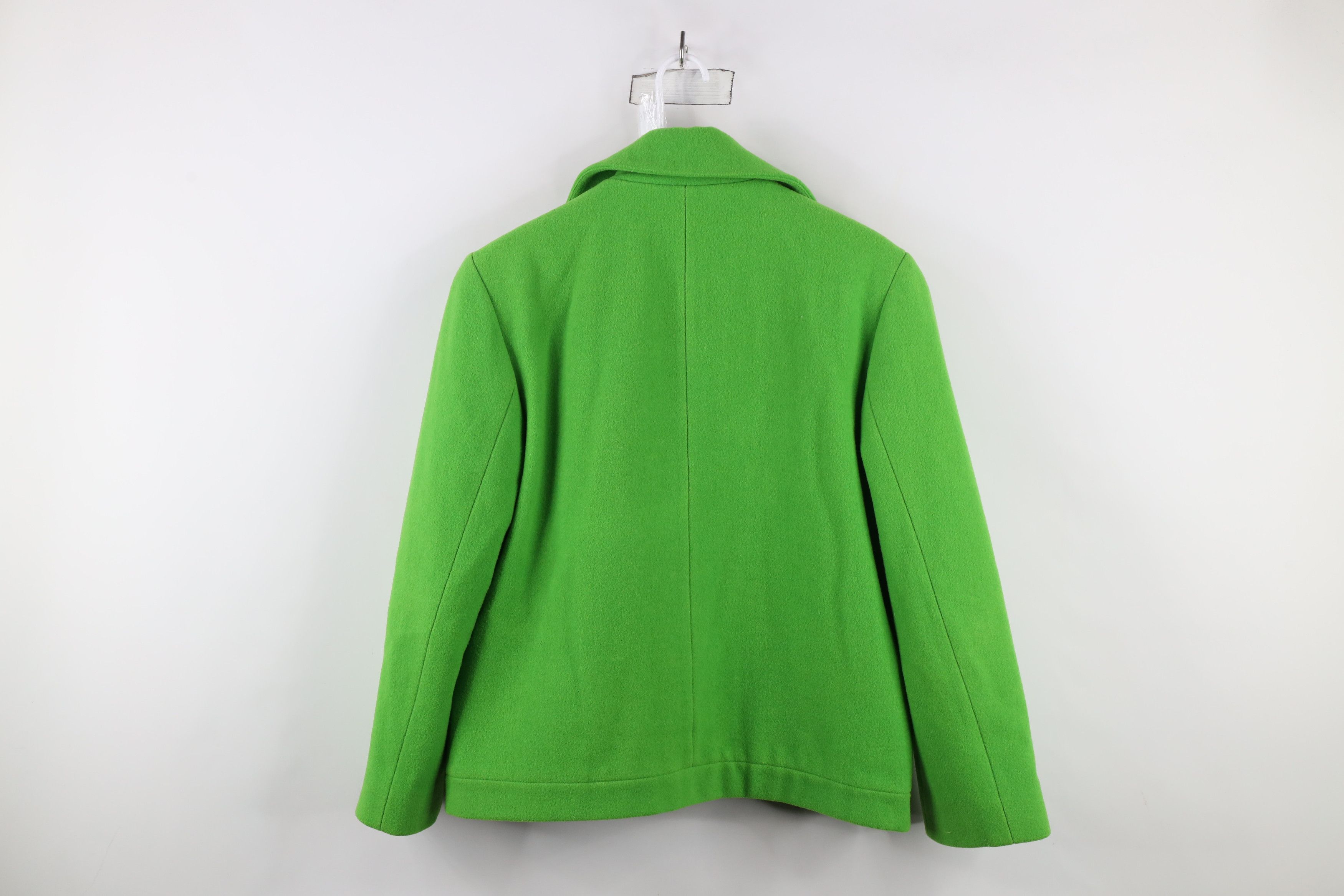 Vintage Vintage 90s Streetwear Wool Full Zip Bomber Jacket Lime Size L / US 10 / IT 46 - 10 Thumbnail
