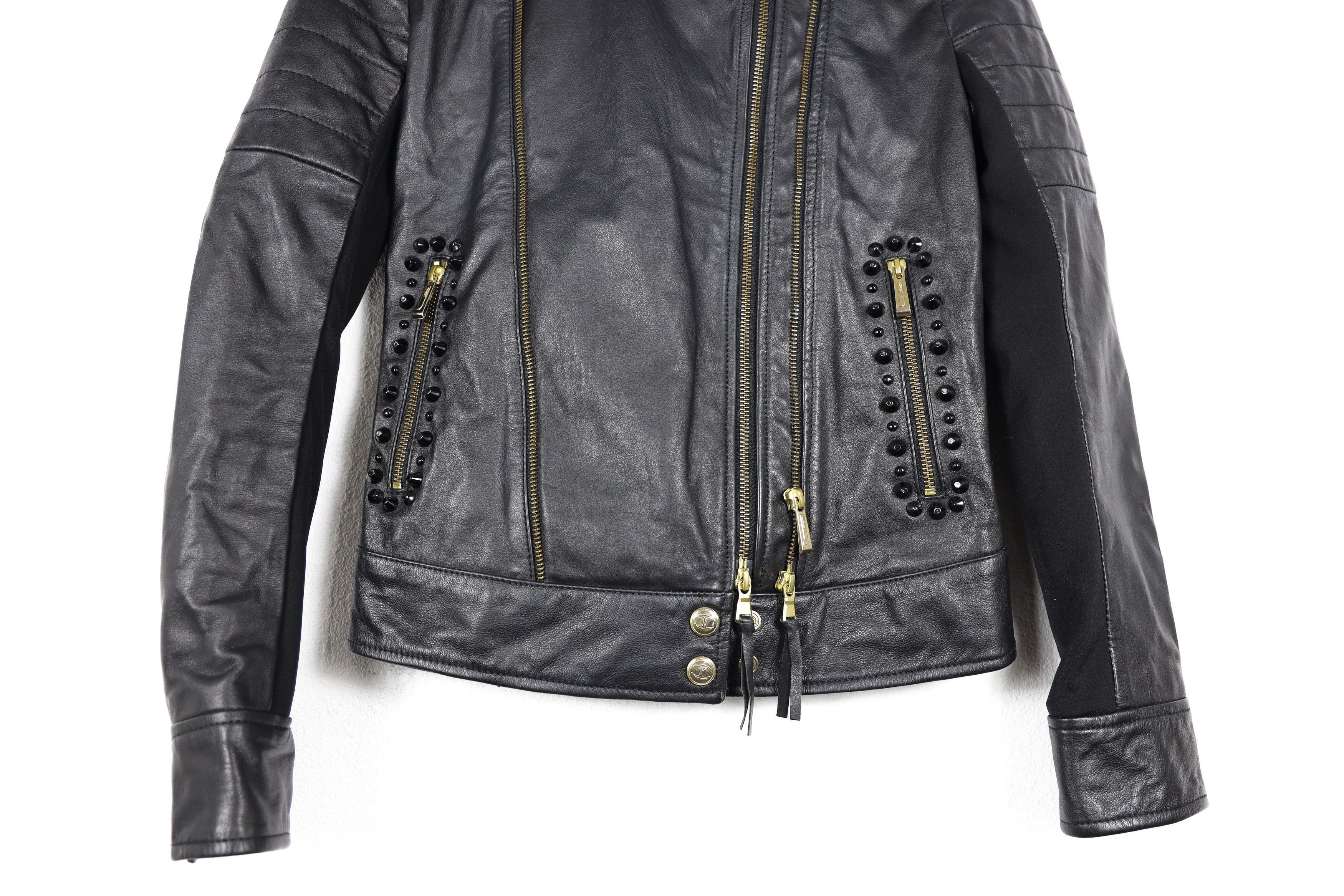 Just Cavalli Just Cavalli Roberto Embellished Biker Leather Jacket Size XS / US 0-2 / IT 36-38 - 3 Thumbnail