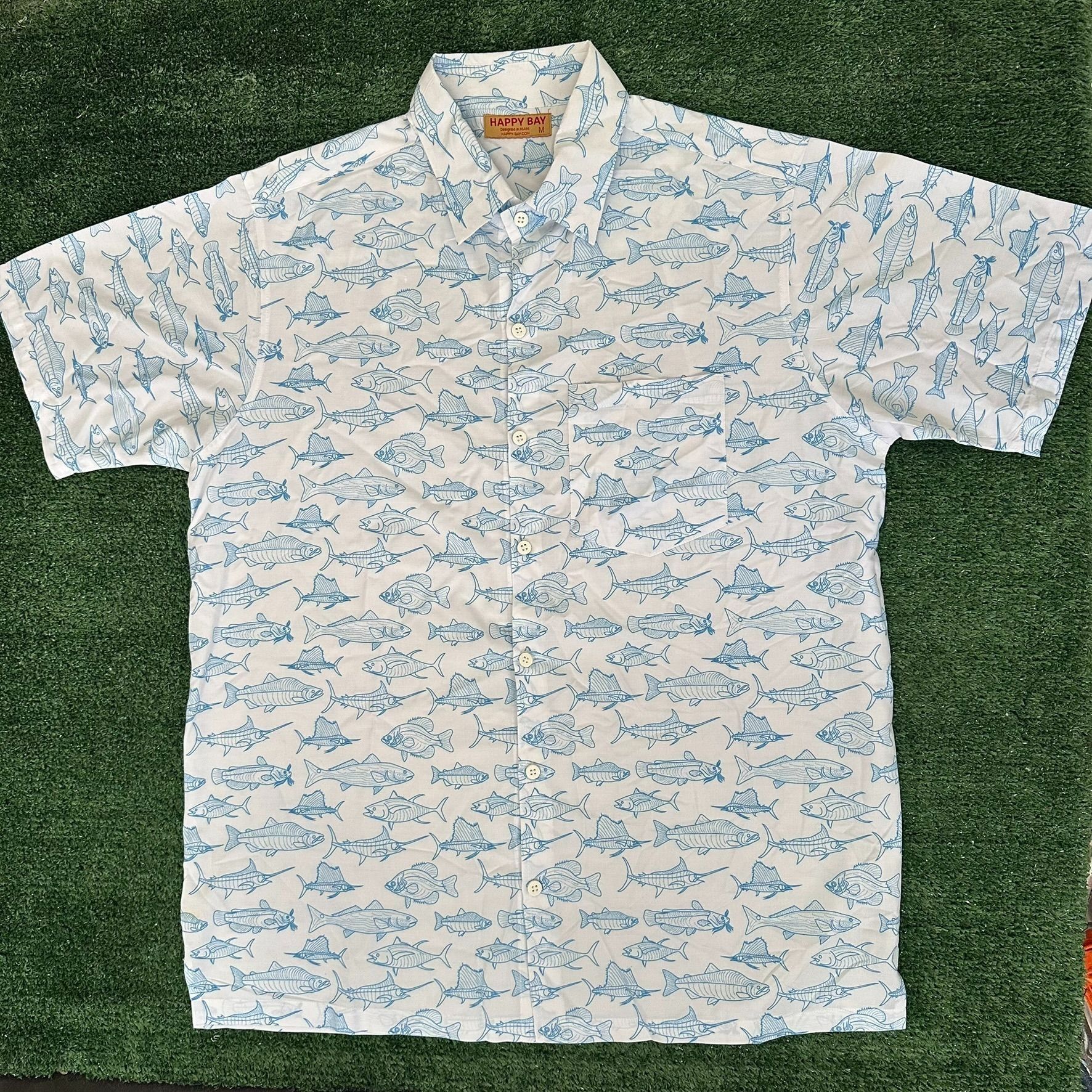 Other Happy Bay Fish Print Hawaiian Shirt Preppy Nautical Coastal Size US M / EU 48-50 / 2 - 1 Thumbnail