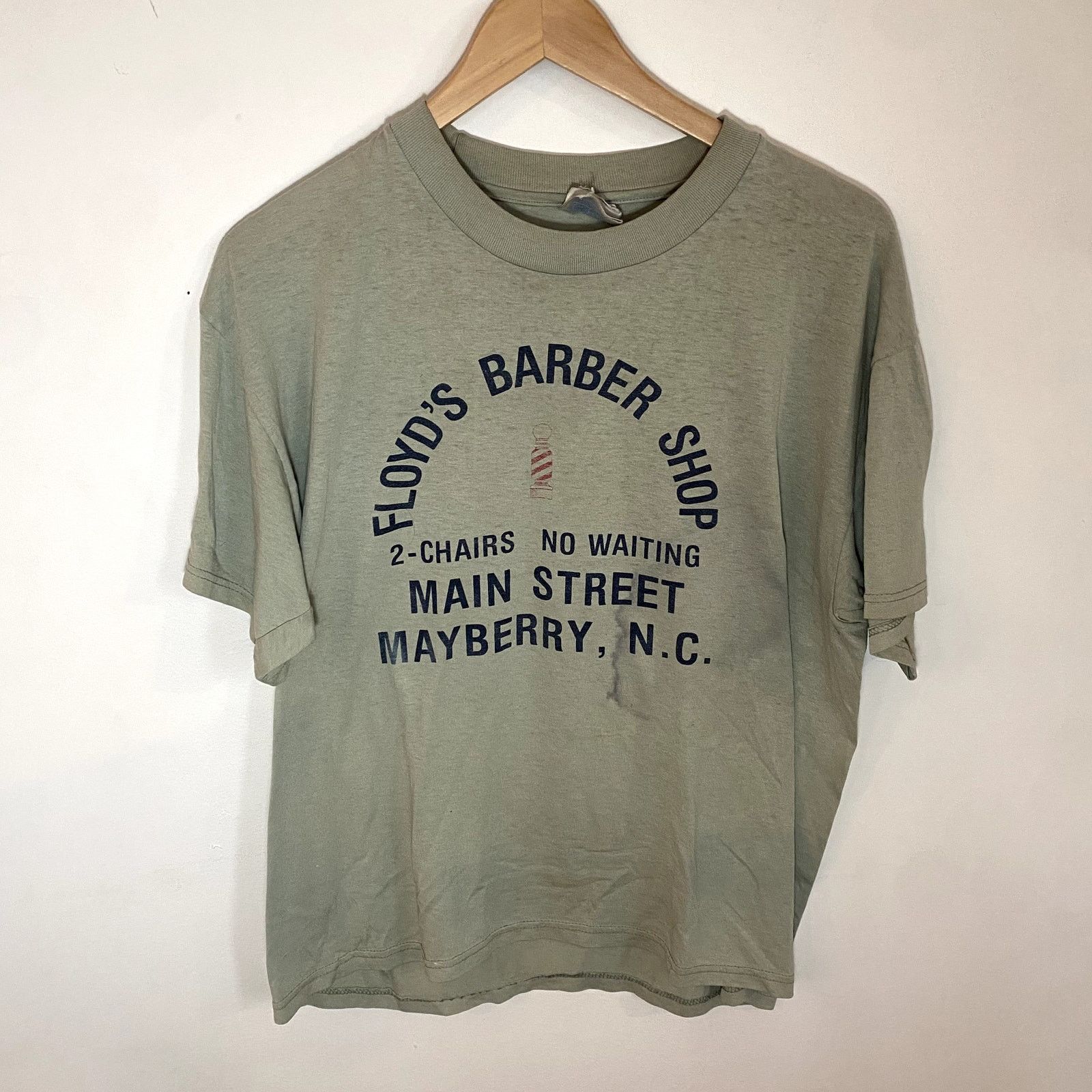 Hanes × Vintage Vintage 90s Barber Shop T Shirt Faded Single Stitch Size US L / EU 52-54 / 3 - 1 Thumbnail