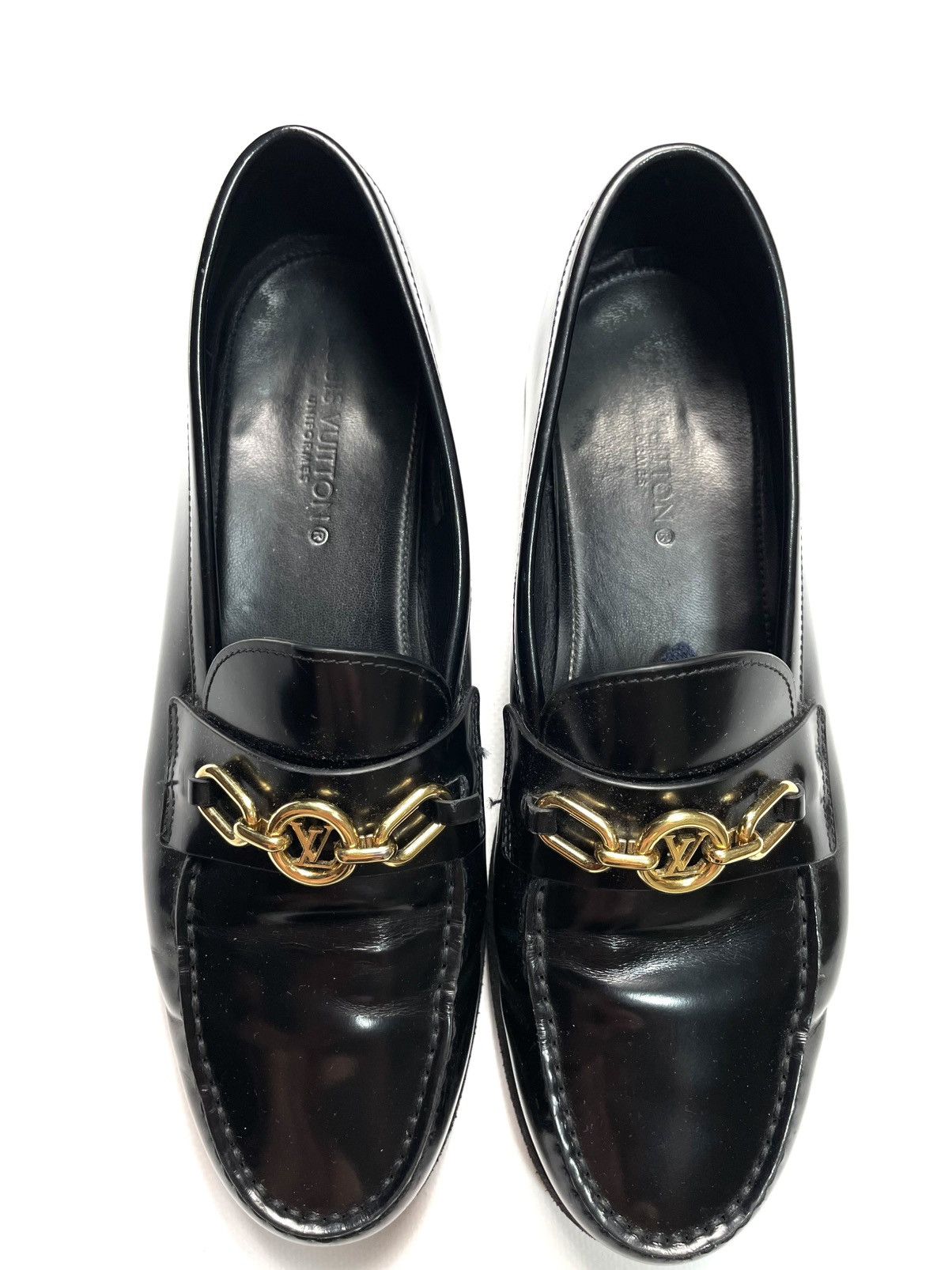 Louis Vuitton LV Chess Flat Loafer QL Glazed Calf Chain 39.5 Size US 9.5 / IT 39.5 - 3 Thumbnail