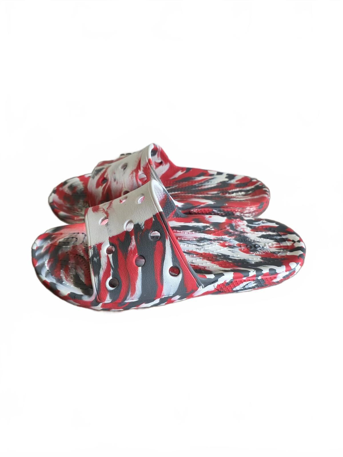 Crocs Crocs Red White Gray Tie-Dye Slide Sandals Comfortable M6 W8 Size US 6 / EU 39 - 3 Thumbnail