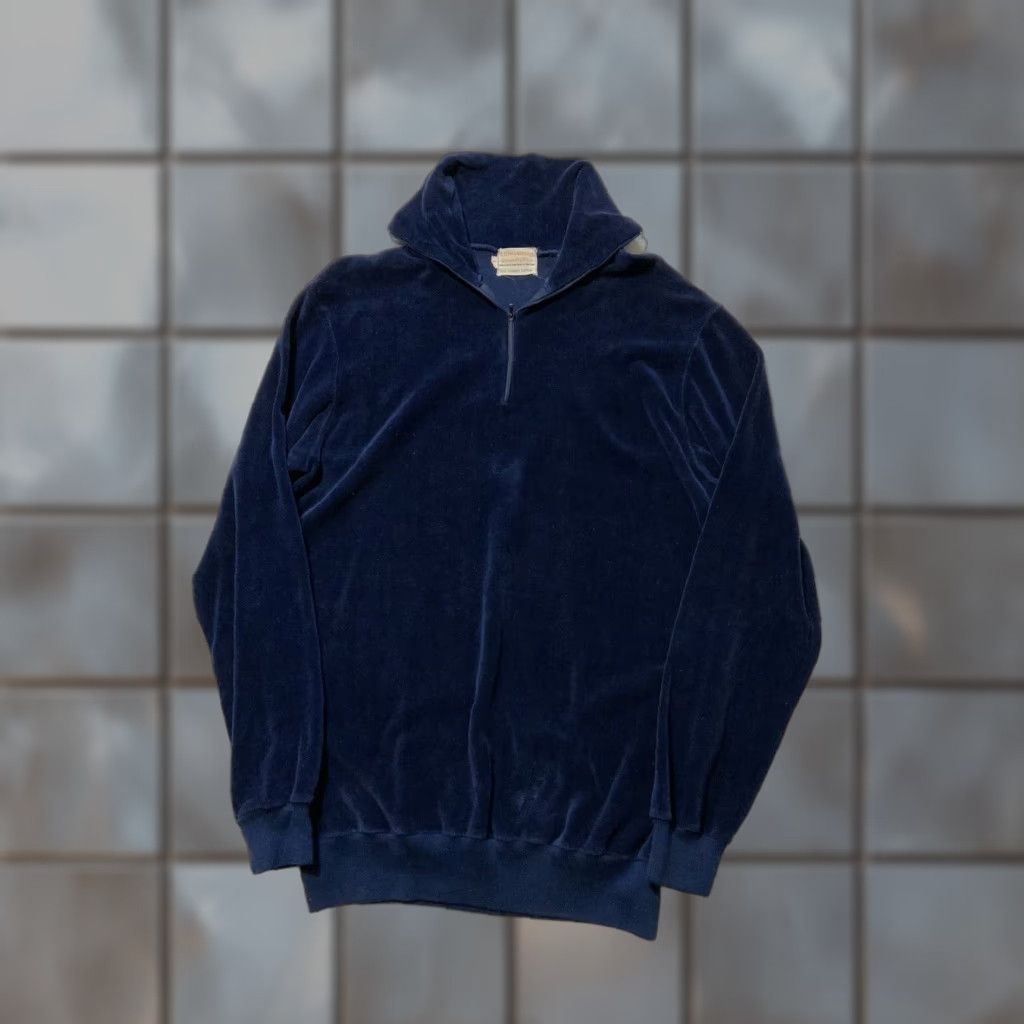 Vintage VINTAGE The Broadway University Shop Velour Zip Pullover Shirt L Mens 70s Combed Cotton Velour 44 Chest 30" Size US L / EU 52-54 / 3 - 1 Thumbnail