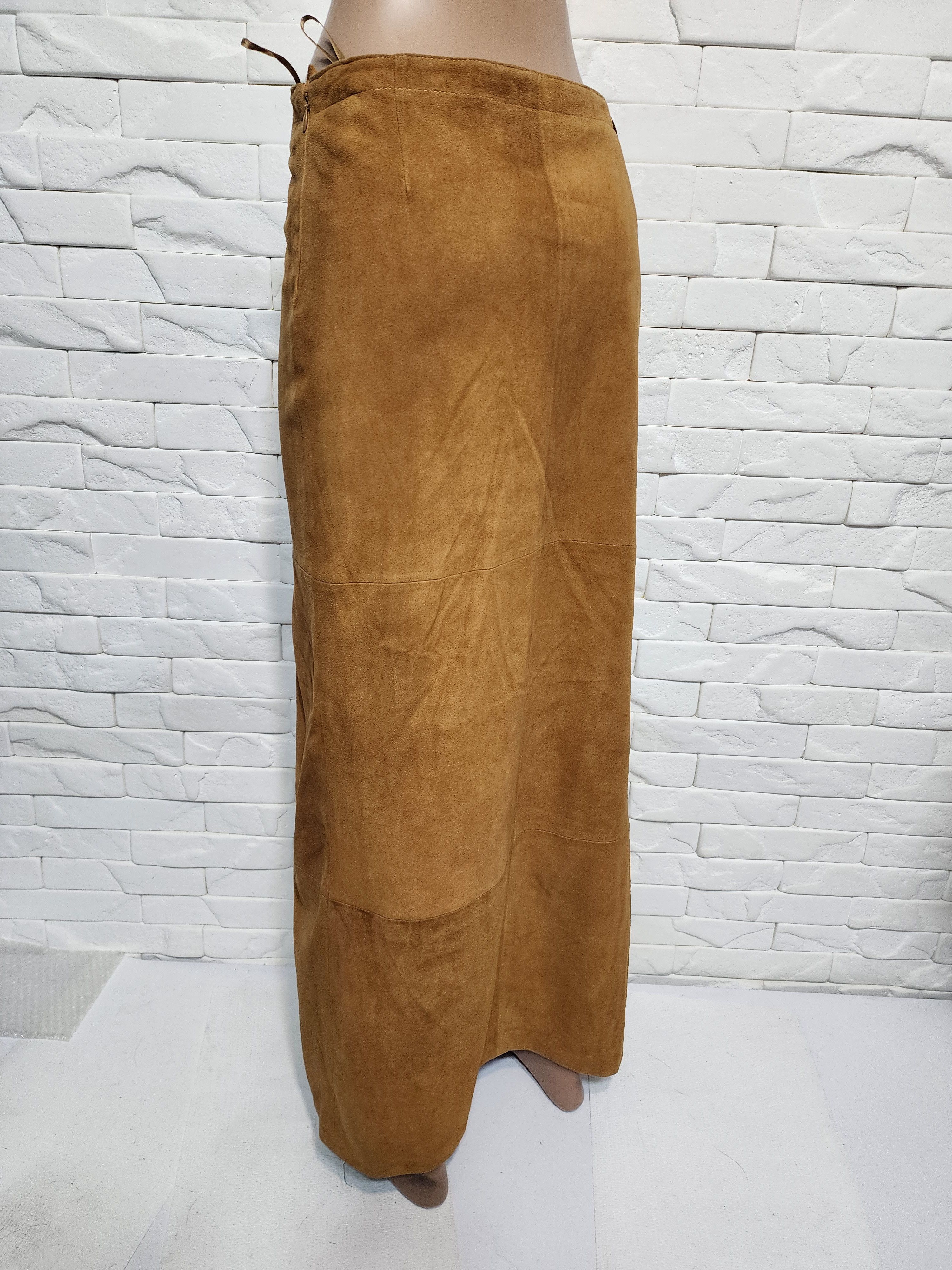 Other Brown Suede Leather Skirt, Plastic Zipper Fasteners Size 28" / US 6 / IT 42 - 6 Thumbnail