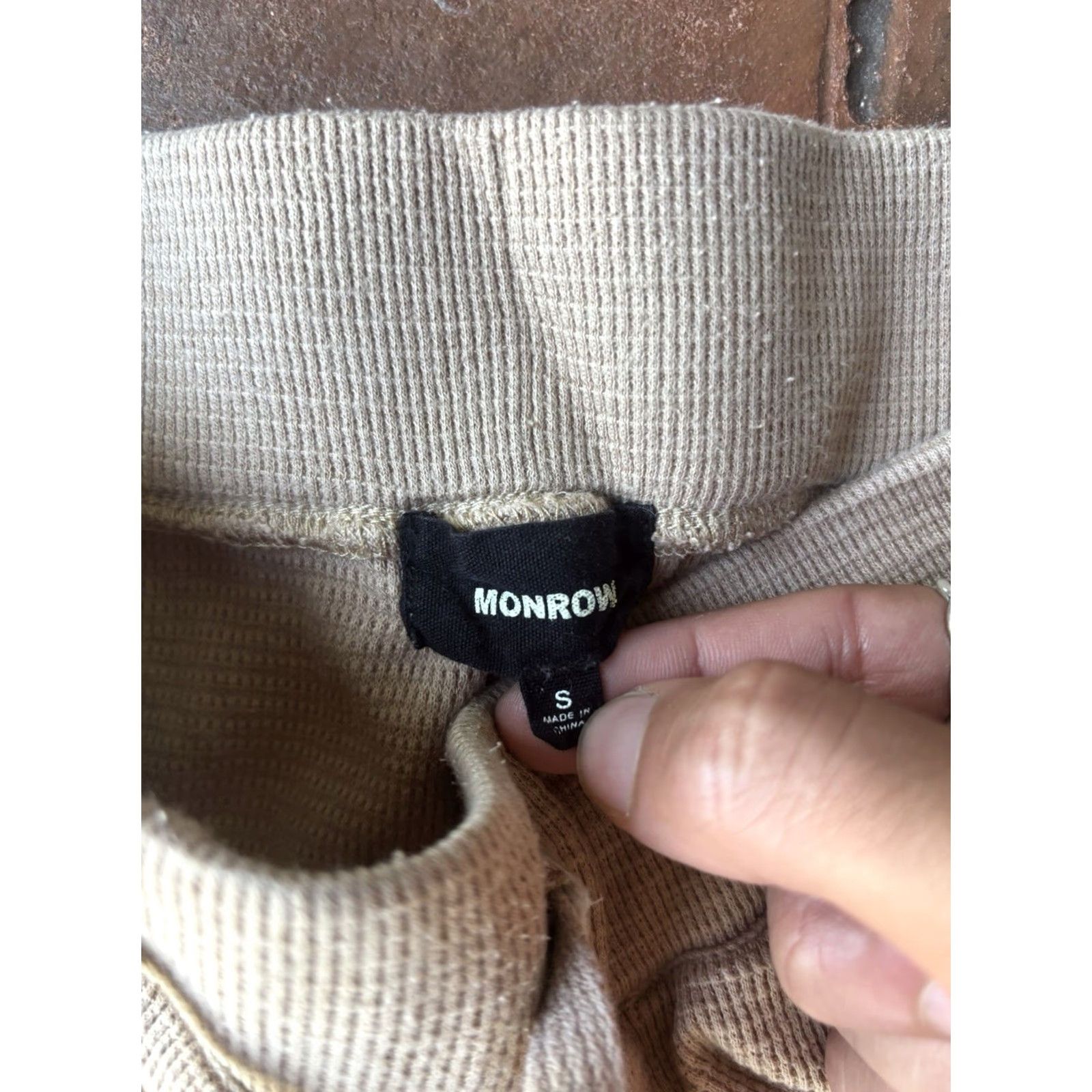 MONROW Monrow Knit Drawstring Lounge Flare Pants Women’s Small Tan Brown Size 28" / US 6 / IT 42 - 2 Thumbnail