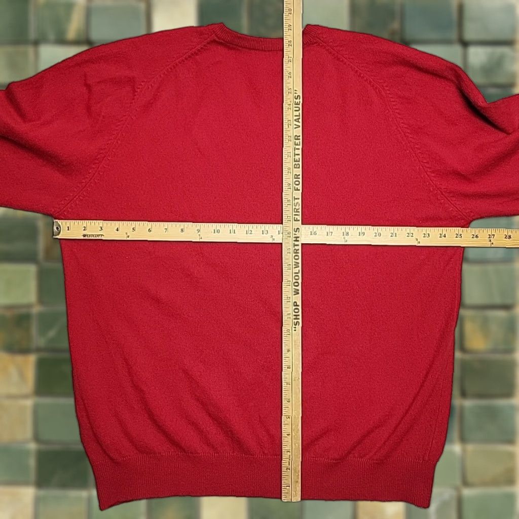 Lands' End Lands' End Sweater Mens XL Red 100% Wool Pullover V-neck Classic Knit Crew Neck Casual Long Sleeve Solid Pattern Mens Size US XL / EU 56 / 4 - 1 Thumbnail