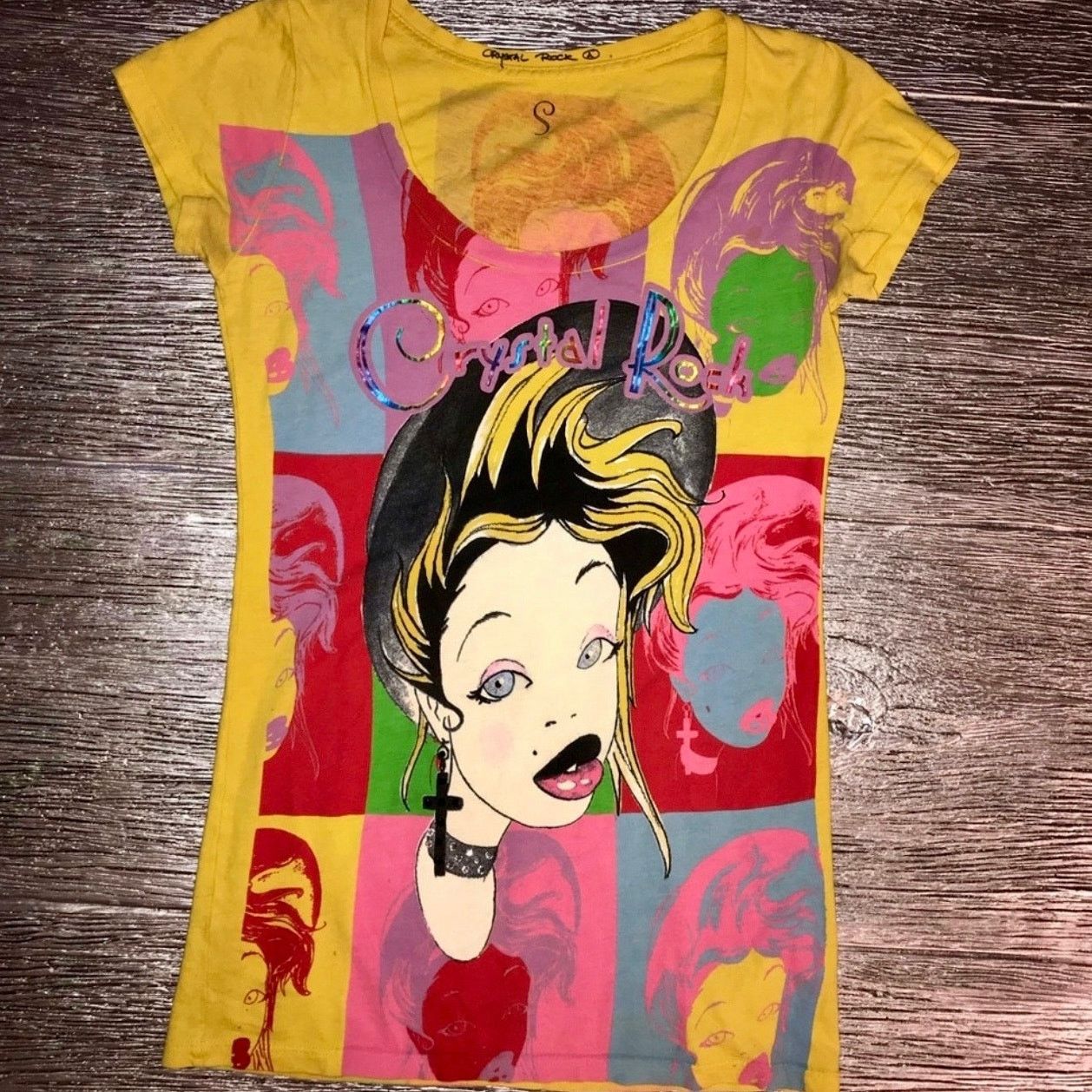 Christian Audigier Rare Christian Audigier | Crystal Rock Pop Art Tee | Y2K | S Size S / US 4 / IT 40 - 1 Thumbnail