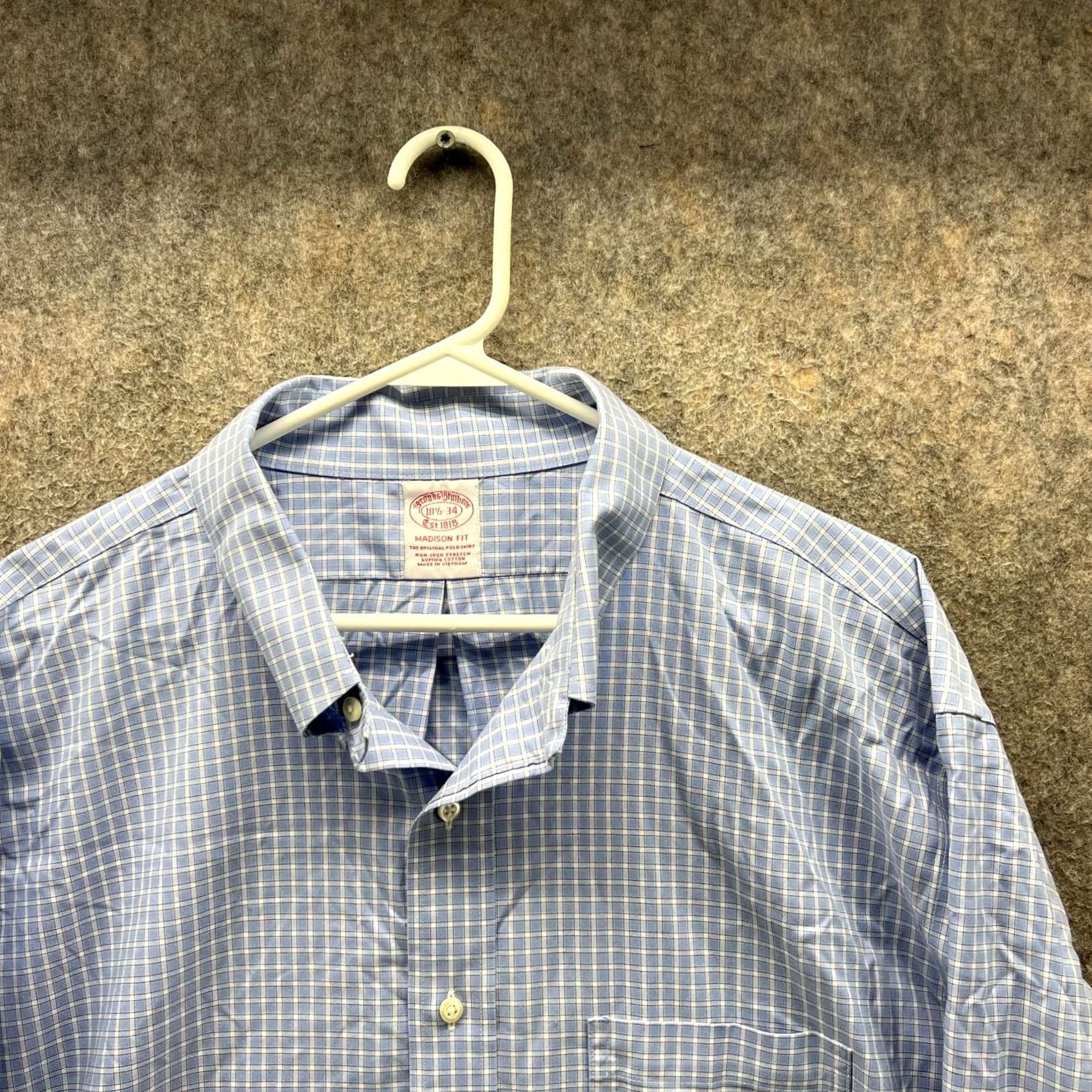 Brooks Brothers VINTAGE Brooks Brothers Shirt Men 18.5 34 Blue Gingham Regent Madison Poplin Button-Down Shirts Mens Regular Blue Pattern Check Long Sleeve Collared Size US XXL / EU 58 / 5 - 7 Thumbnail