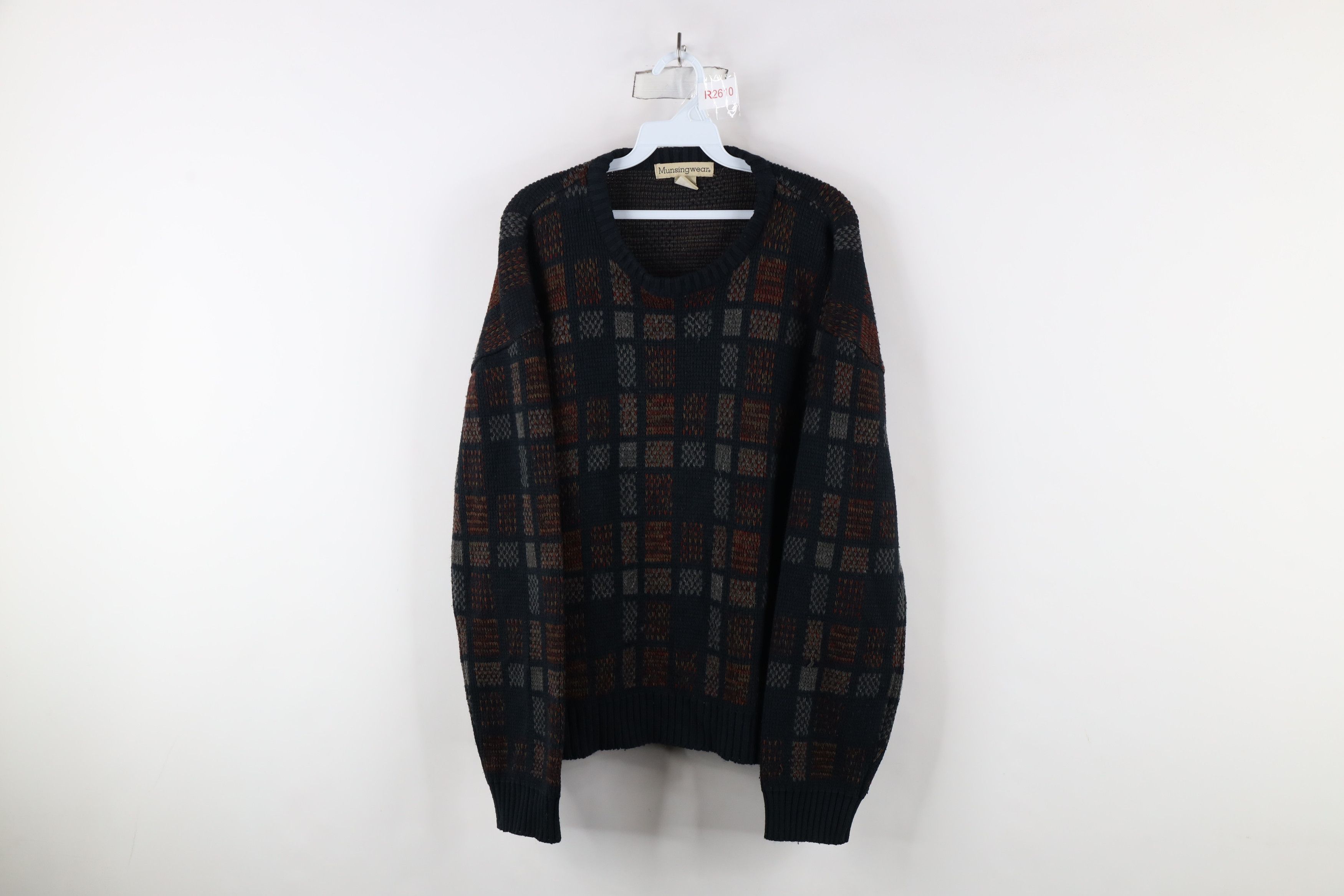 Vintage Vintage 90s Coogi Style Rainbow Checkered Knit Sweater Size US L / EU 52-54 / 3 - 1 Thumbnail