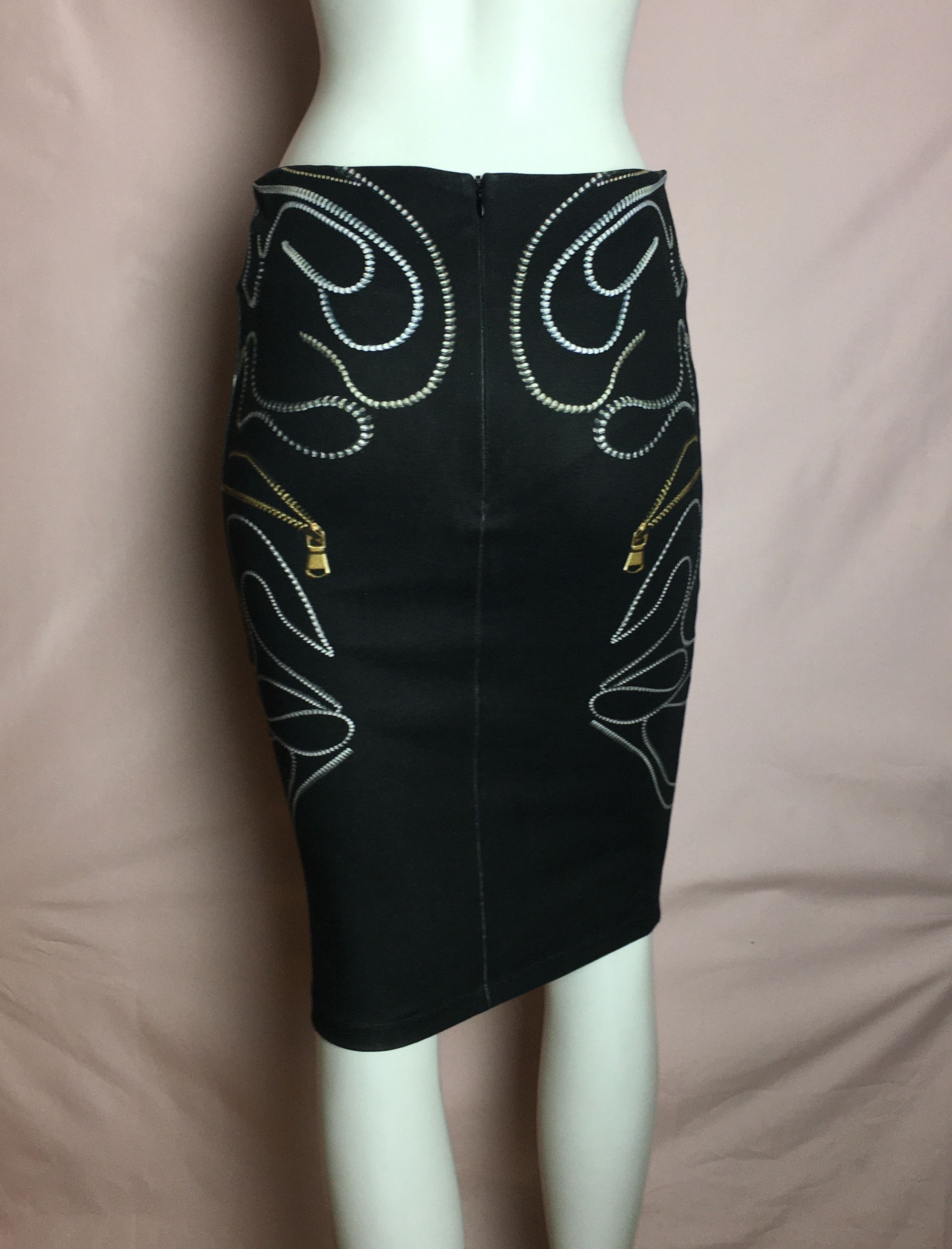 Alexander McQueen Alexander McQueen Vintage Zipper Print Stretch Skirt Size L Size 32" / US 10 / IT 46 - 2 Thumbnail