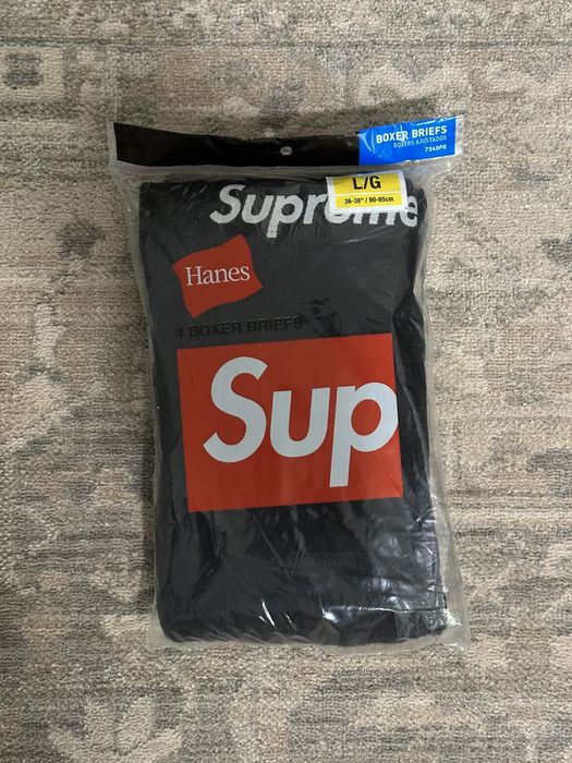 Supreme Hanes Boxer Briefs Black Size L 4 pack