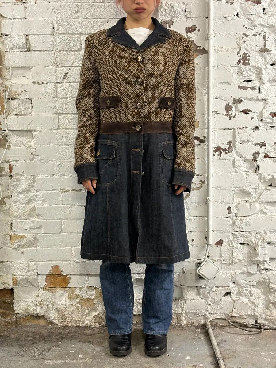 Dolce & Gabbana AW2005 Dolce & Gabbana Hybrid Wool & Denim Beige & Blue Long Coat Size S / US 4 / IT 40 - 2 Thumbnail