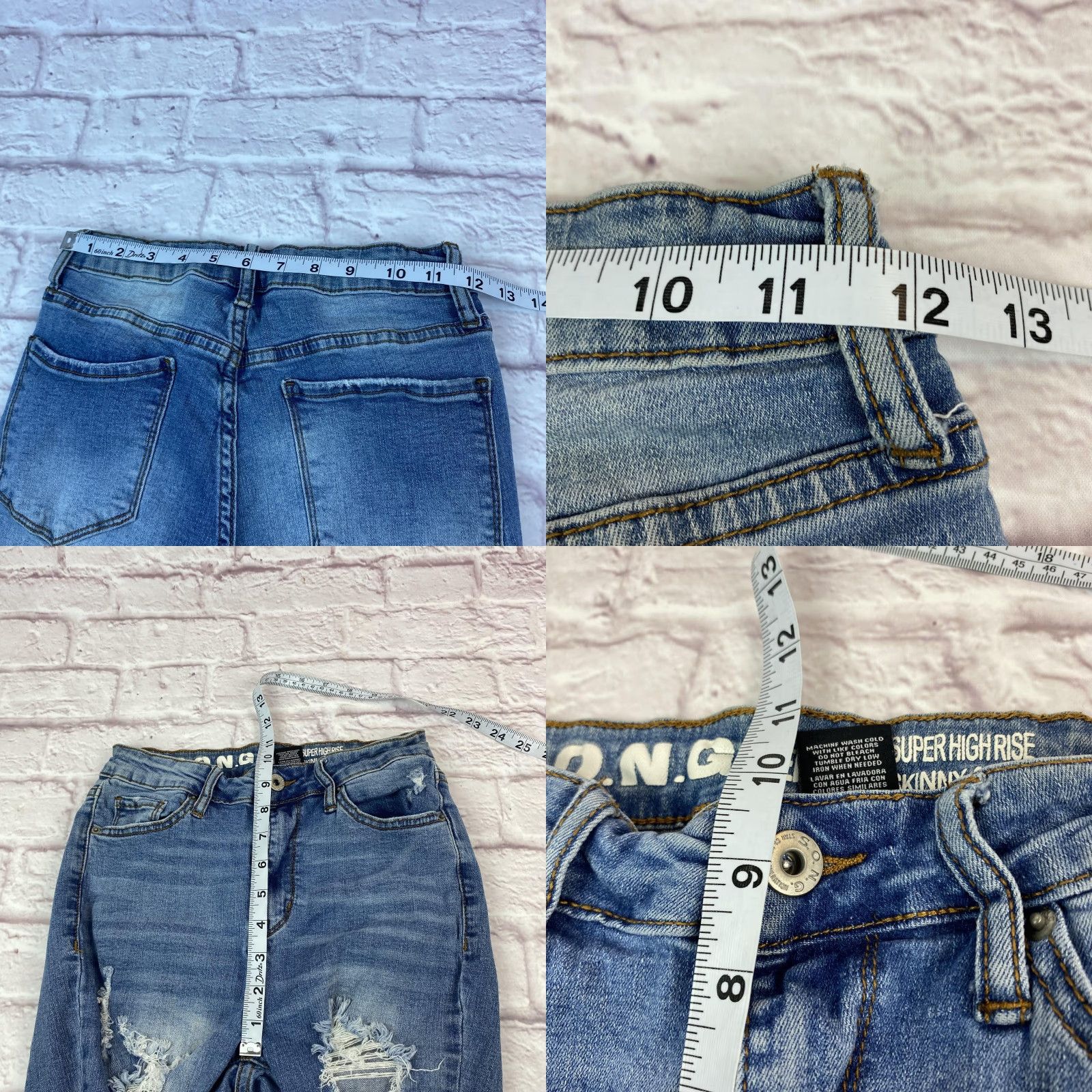 Vintage S.O.N.G Jeans Womens 7 28 Distressed Super High Rise Skinny Ankle Denim Pants Size 28" / US 6 / IT 42 - 8 Thumbnail