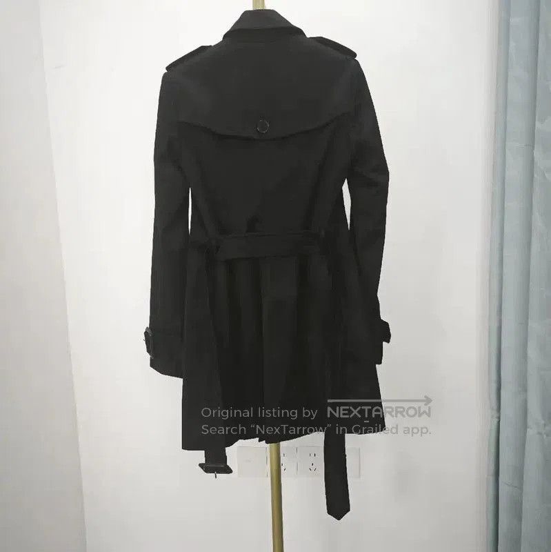 Burberry Burberry Black Houndstooth Mid-Length Trench Coat. Size S / US 4 / IT 40 - 2 Thumbnail