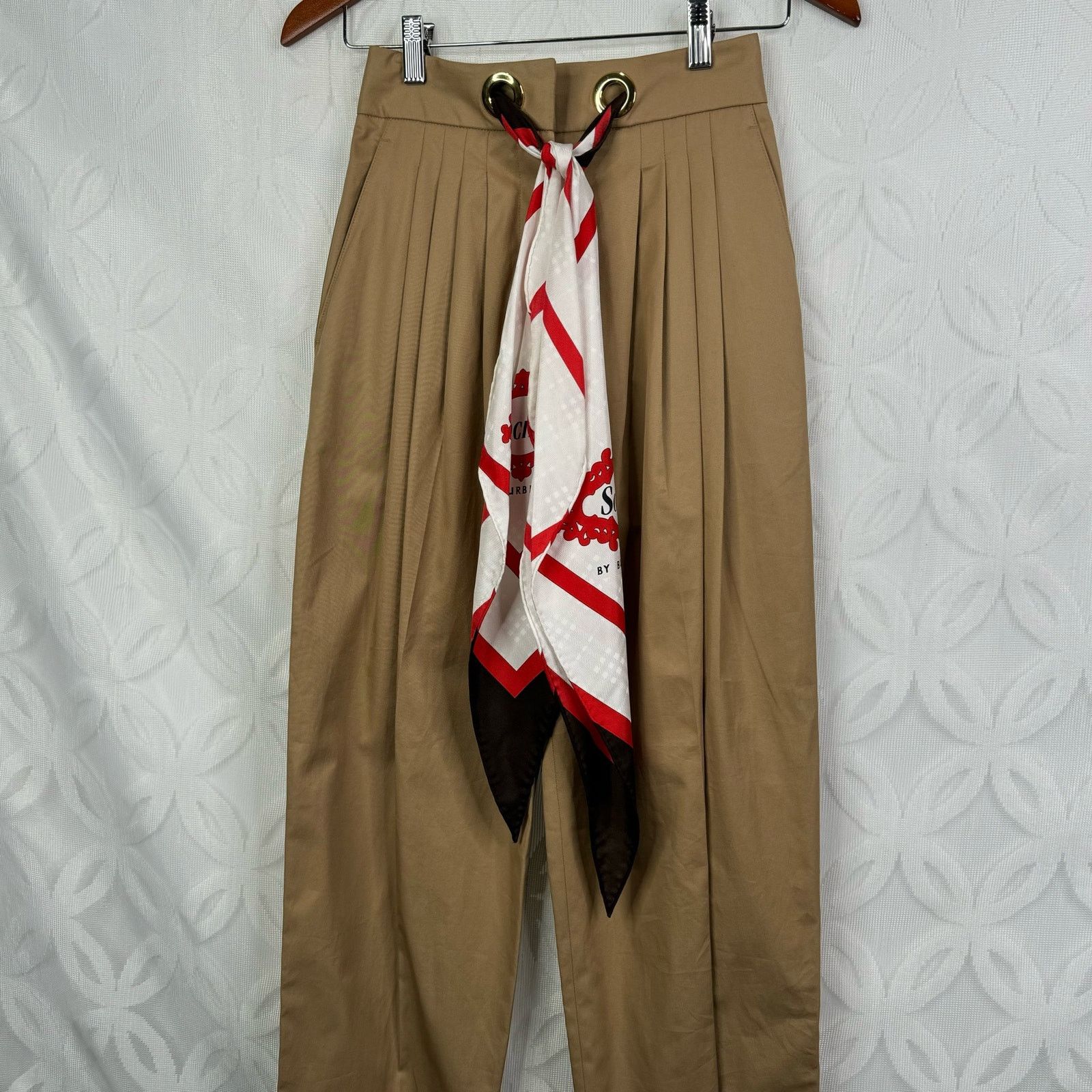Burberry BURBERRY Tapered Pant Trouser Silk Scarf Belt SOCIETY NWT Size 25" / US 0 / IT 36 - 9 Thumbnail