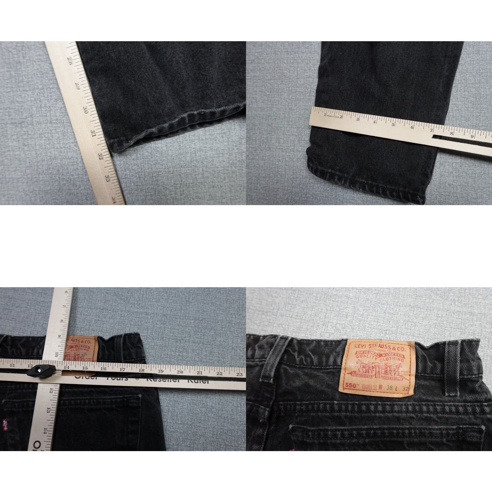 Levi's Levi's 550 Jeans Men's Black Dark Wash Relaxed Straight 38x32 Denim Cotton USA Made West Punch Belt Loops 5-Pocket Size US 38 / EU 54 - 8 Thumbnail