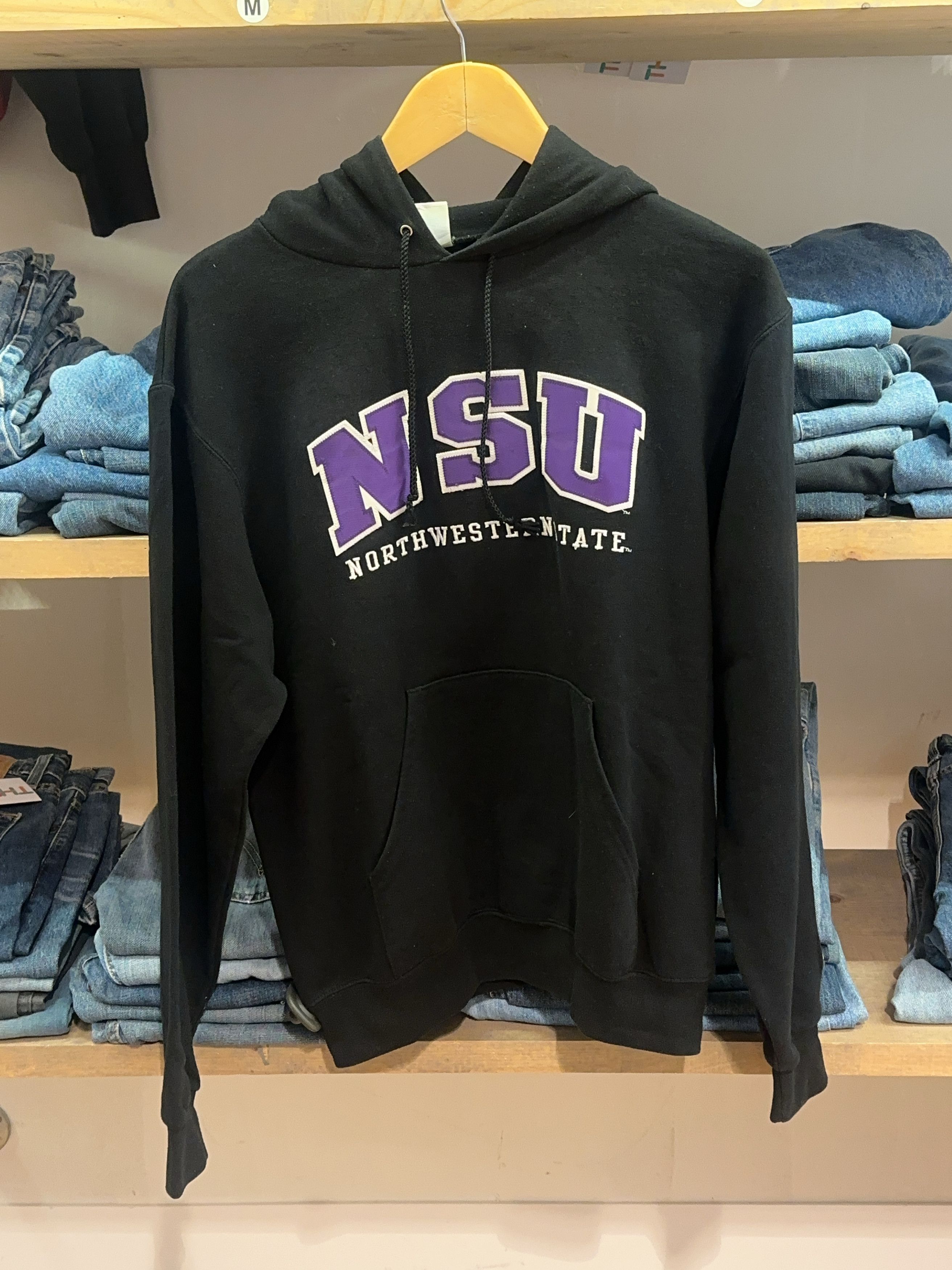 S - Nsu Northwestern State Black Champion Eco Fleece Hoodie, Men's