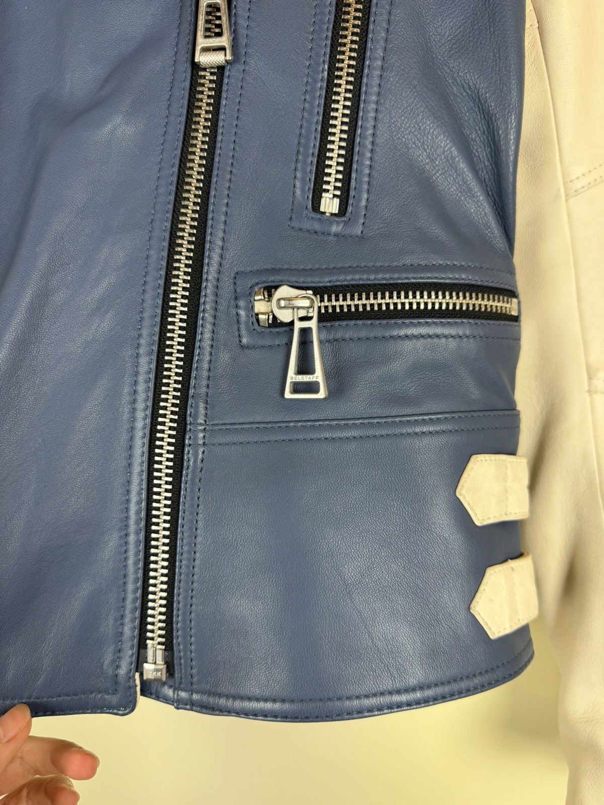 Belstaff Belstaff Devyn Bicolor blue white leather biker jacket RARE Size S / US 4 / IT 40 - 14 Thumbnail