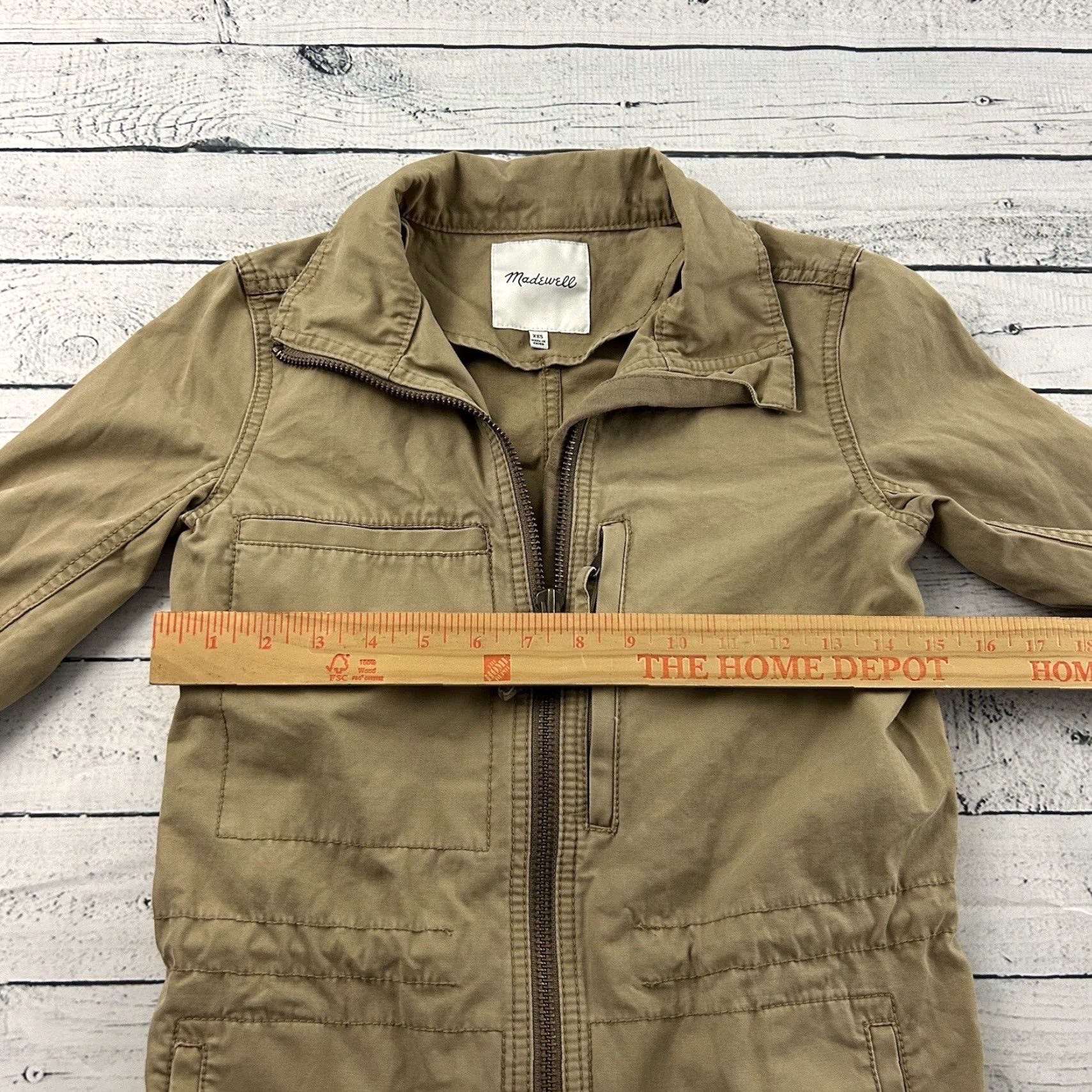 Madewell Madewell Jacket Women XXS Beige Khaki Long Sleeve Full Zip Casual Cotton Size XXS / US 00 / IT 34 - 4 Thumbnail